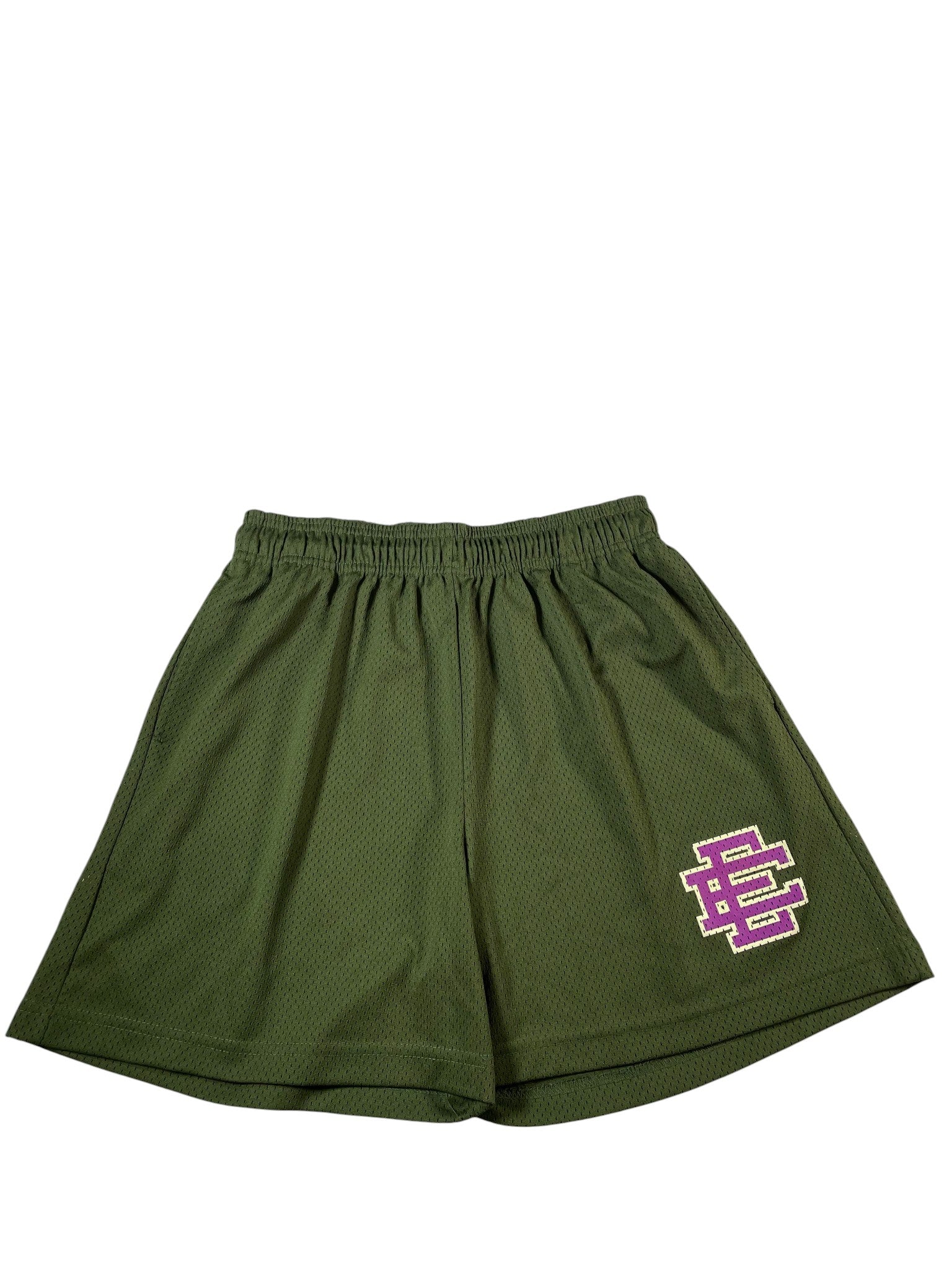 Eric Emanuel Green & Purple Mesh Shorts