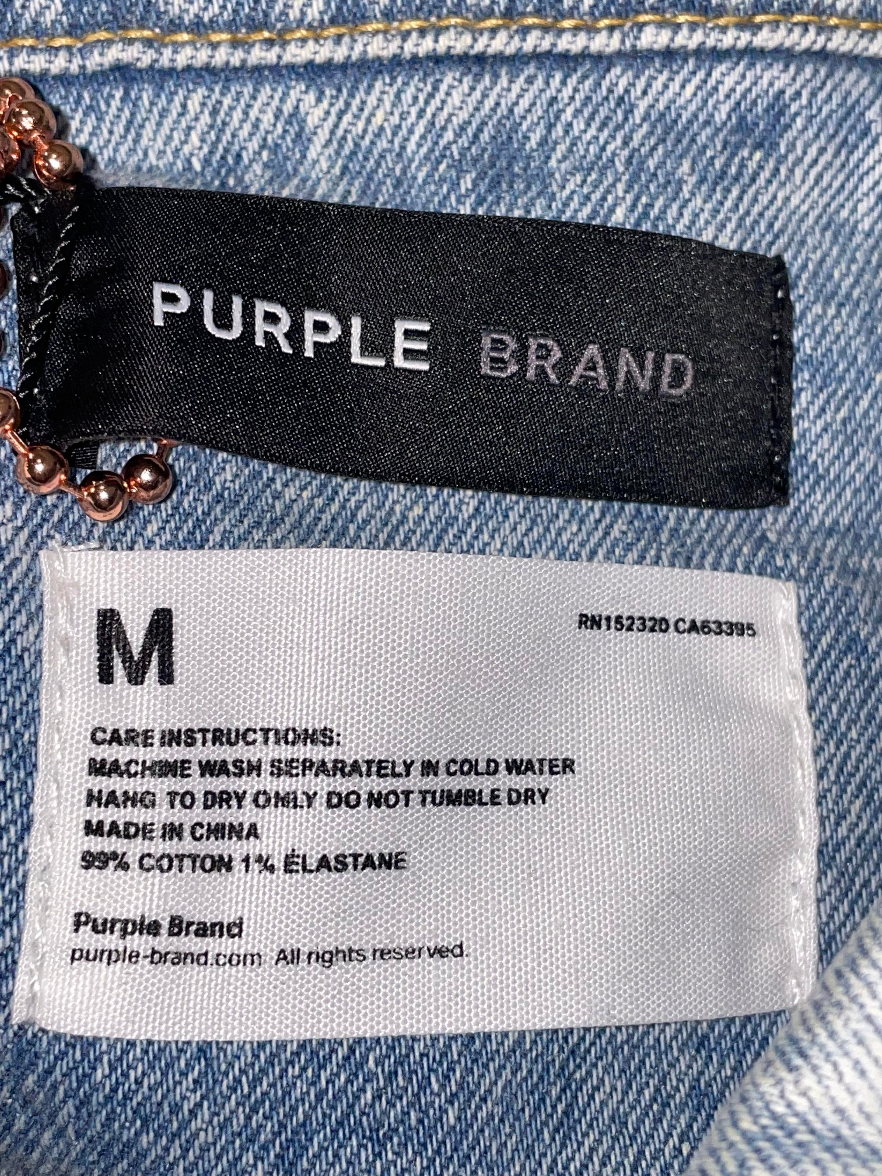 Purple Brand Light Wash & White Denim Jacket
