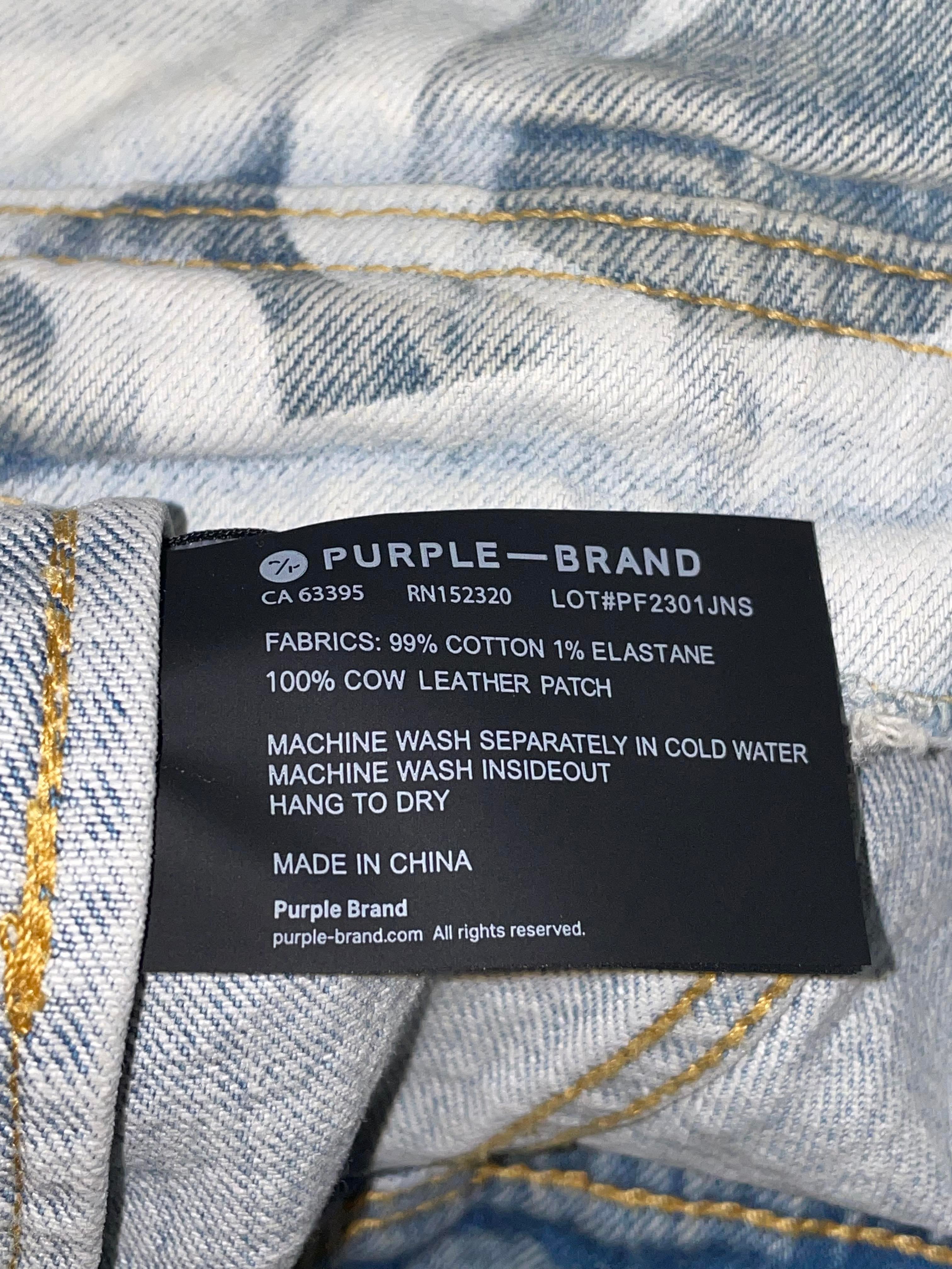 Purple Brand Light Wash & White Denim Jacket