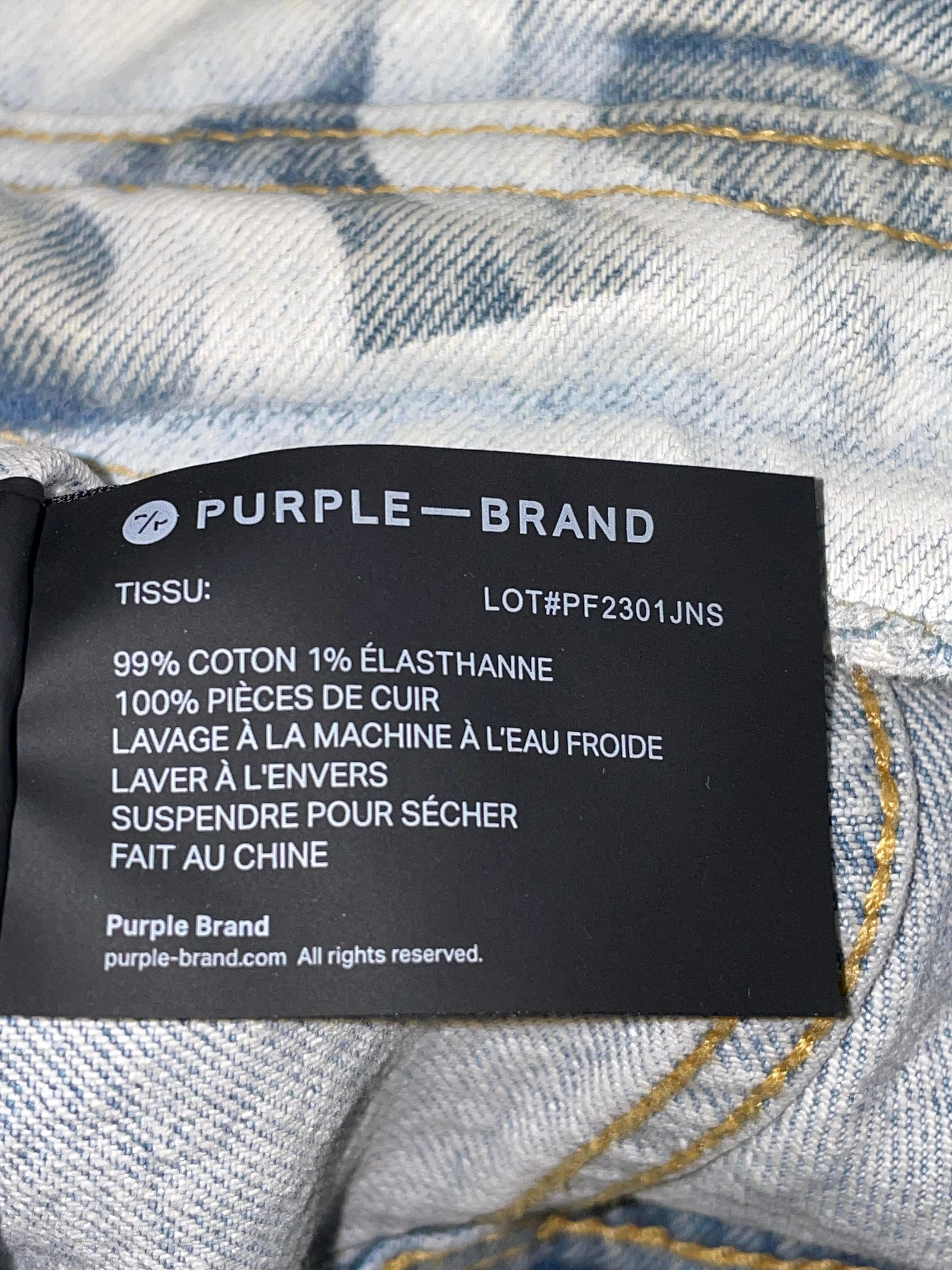 Purple Brand Light Wash & White Denim Jacket