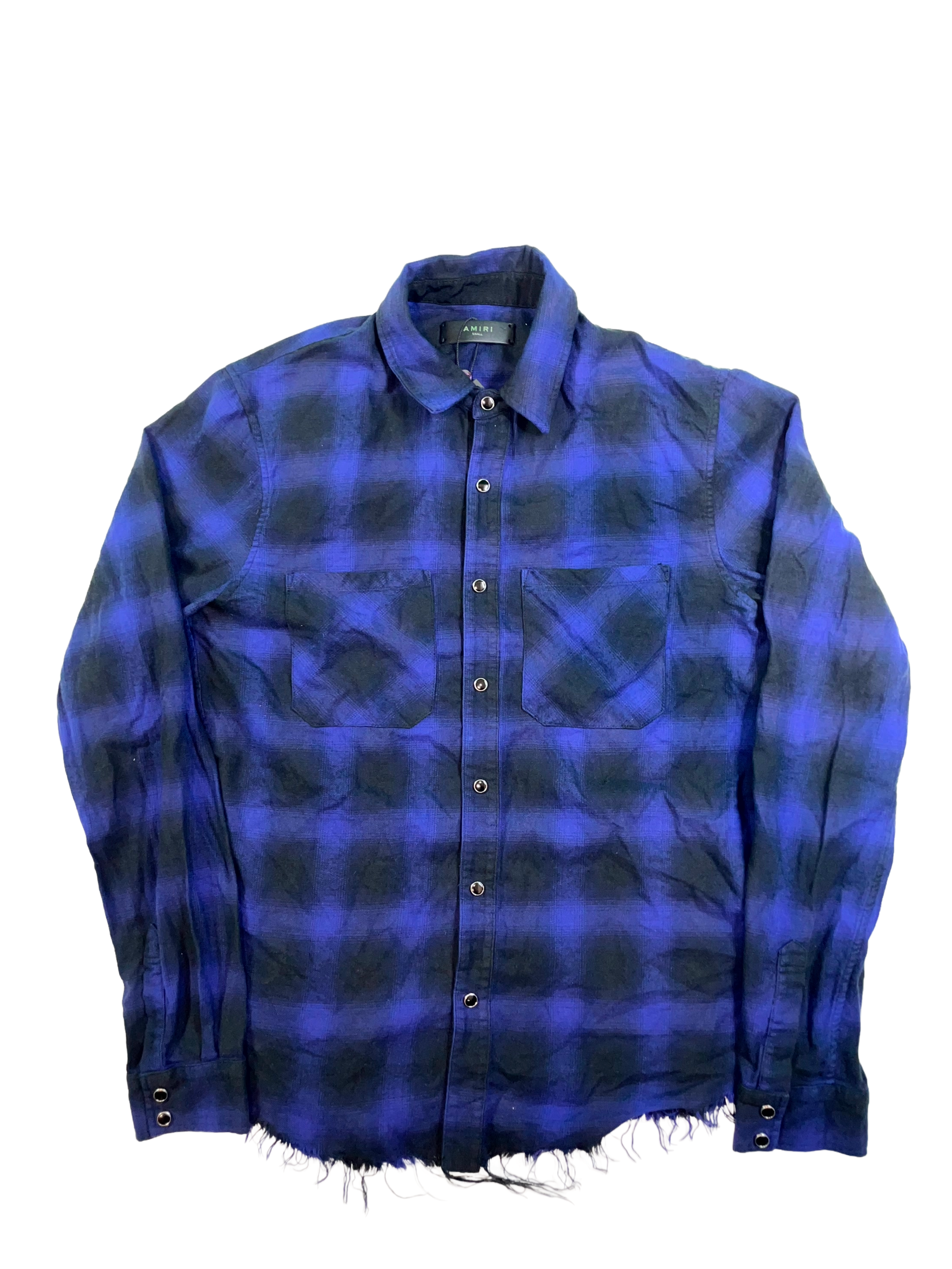 Amiri Flannel Button Up Blue Shirt
