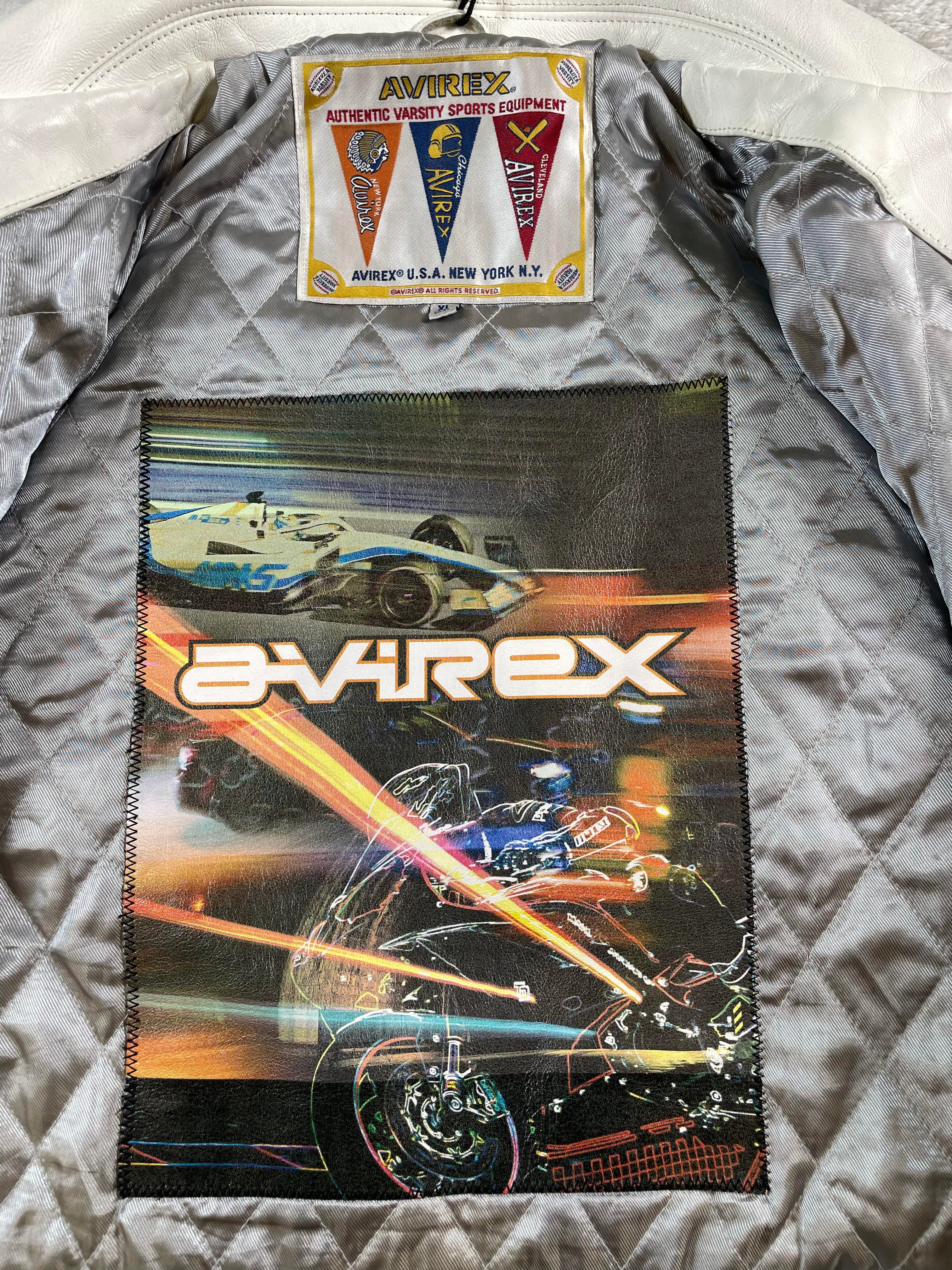 Avirex White Navy & Orange Varsity Jacket