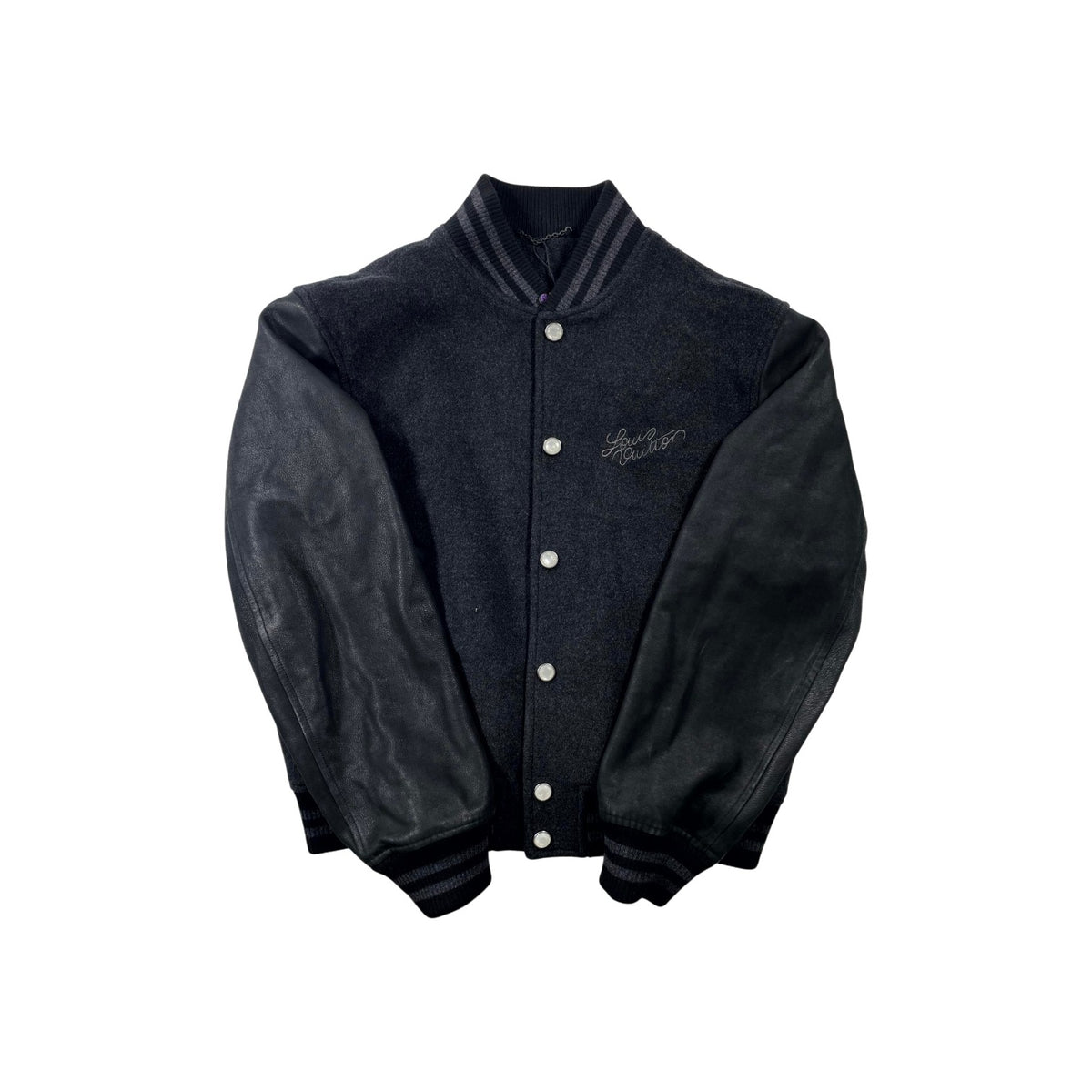 Louis Vuitton Embroidered Wool Logo Black Varsity Jacket