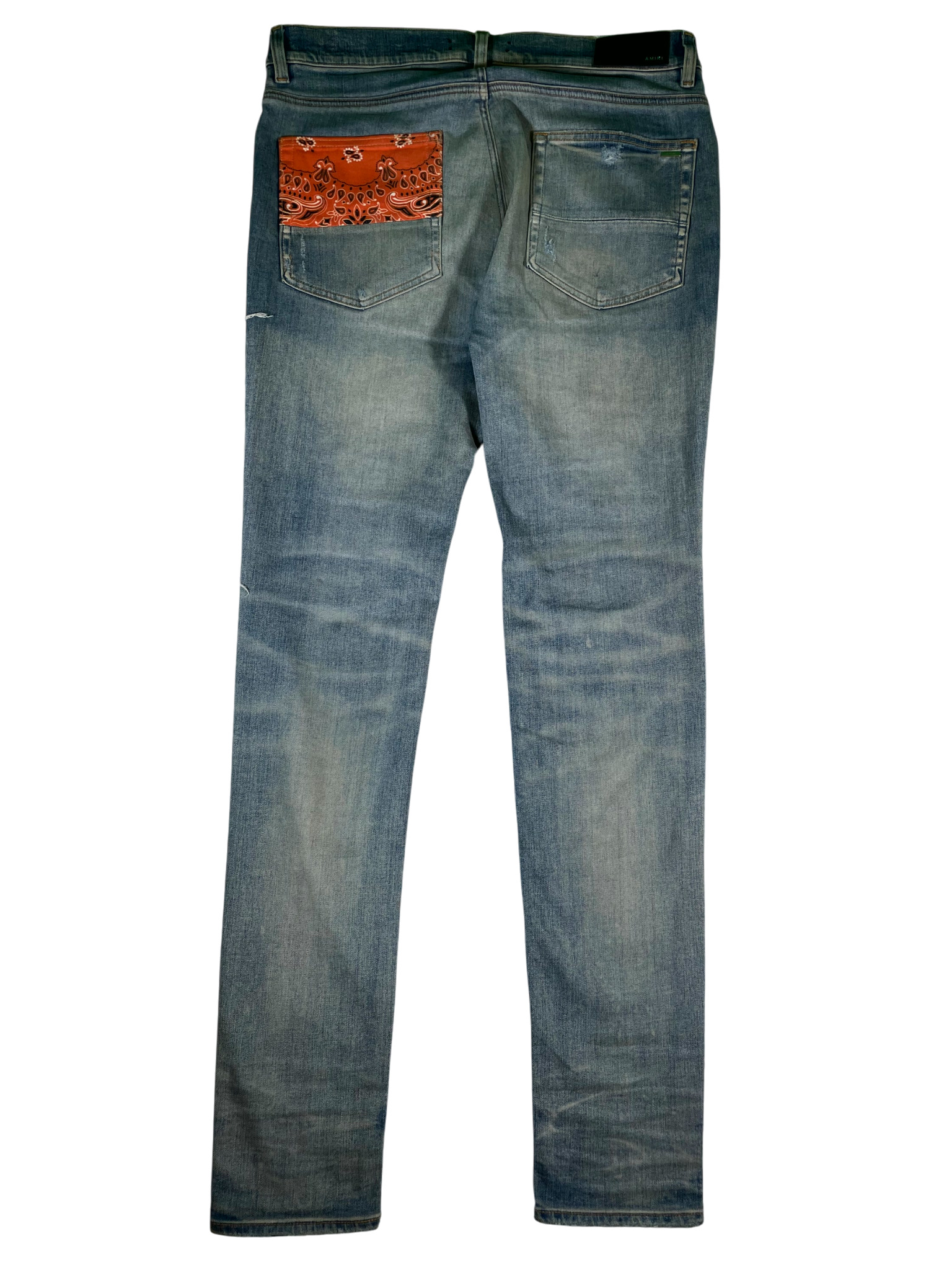Amiri Orange Paisley Thrasher Light Wash Jeans