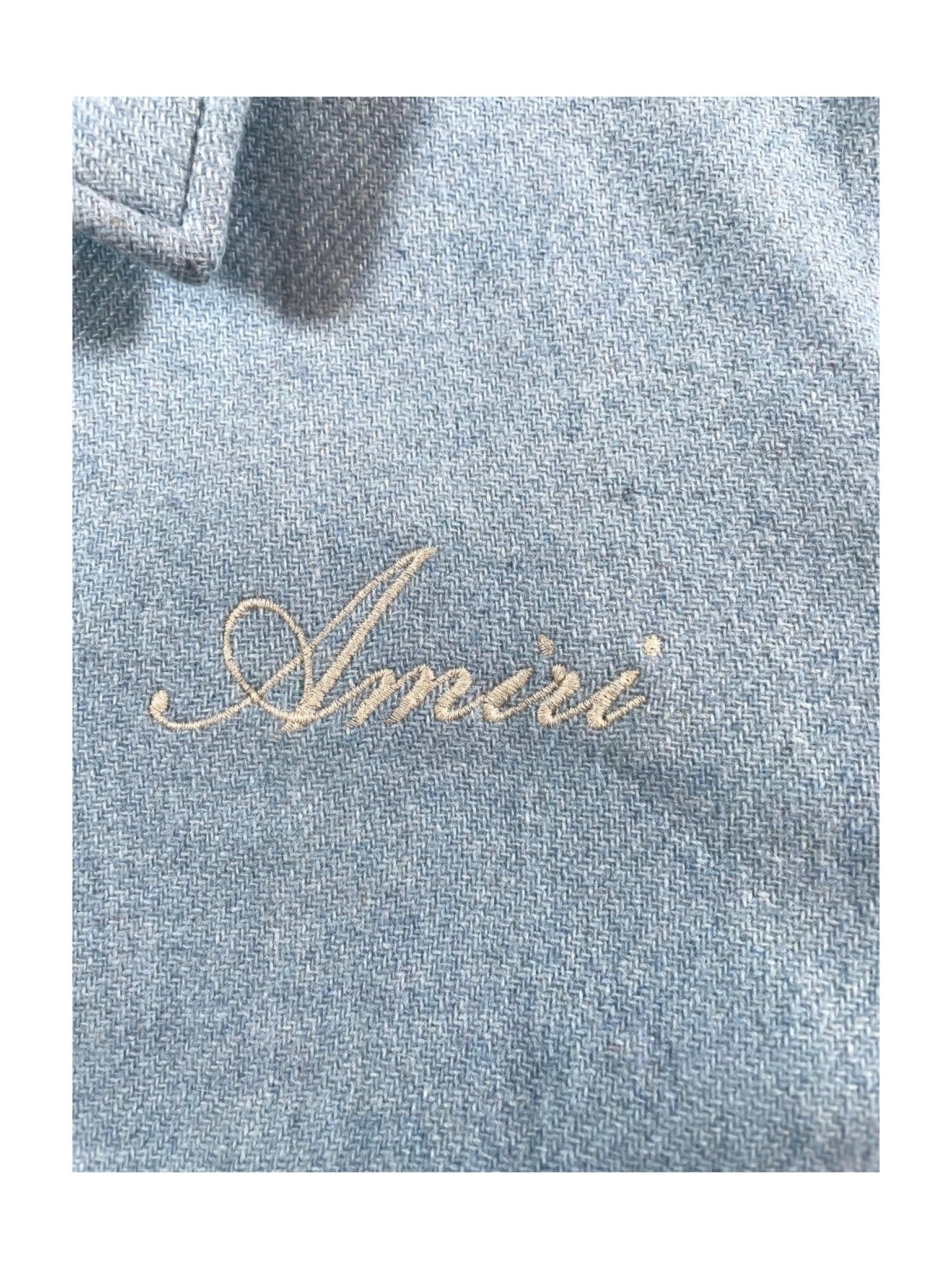Amiri "Bone Varsity" Baby Blue Jacket