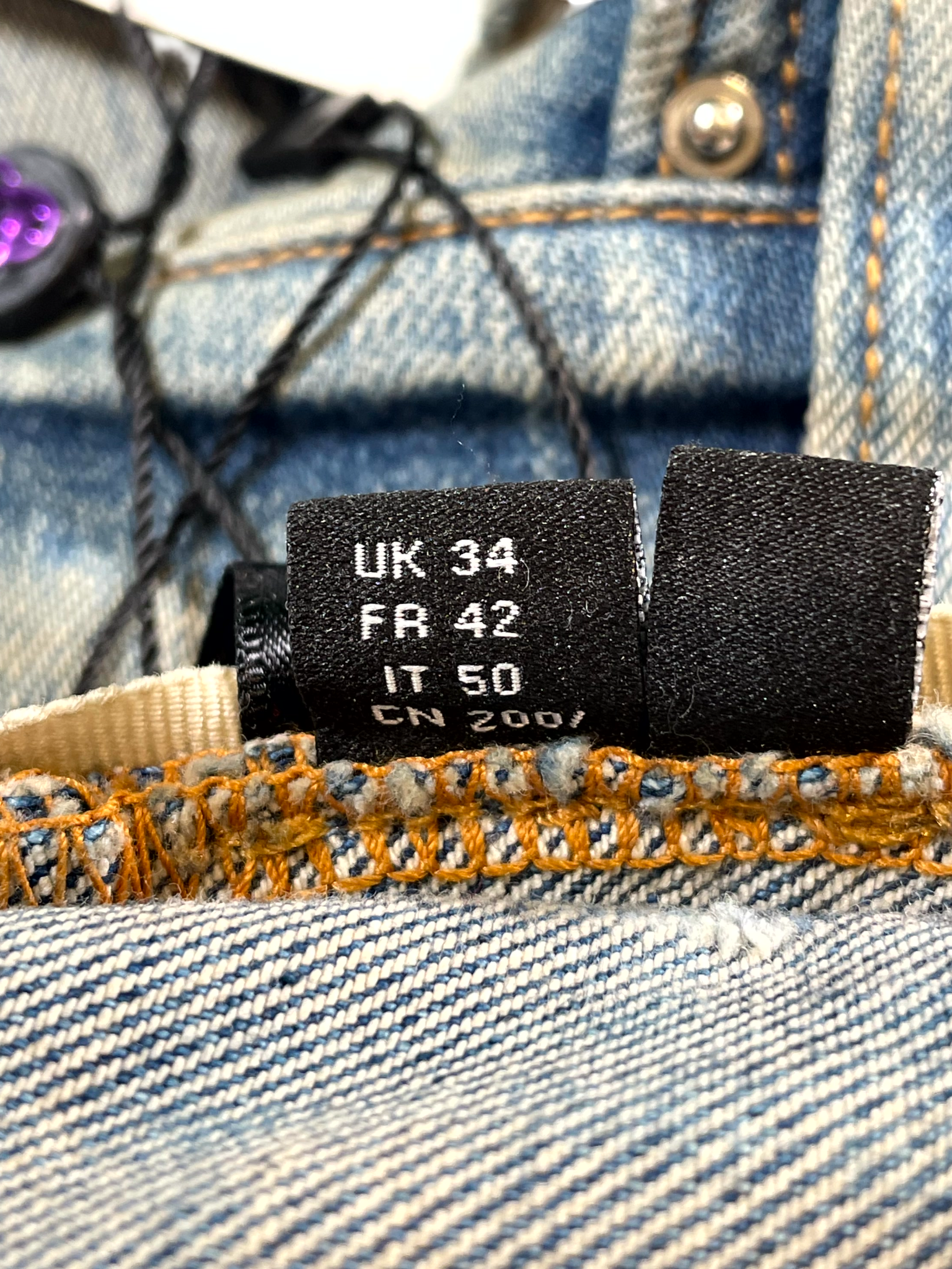 Amiri Orange Paisley Thrasher Light Wash Jeans
