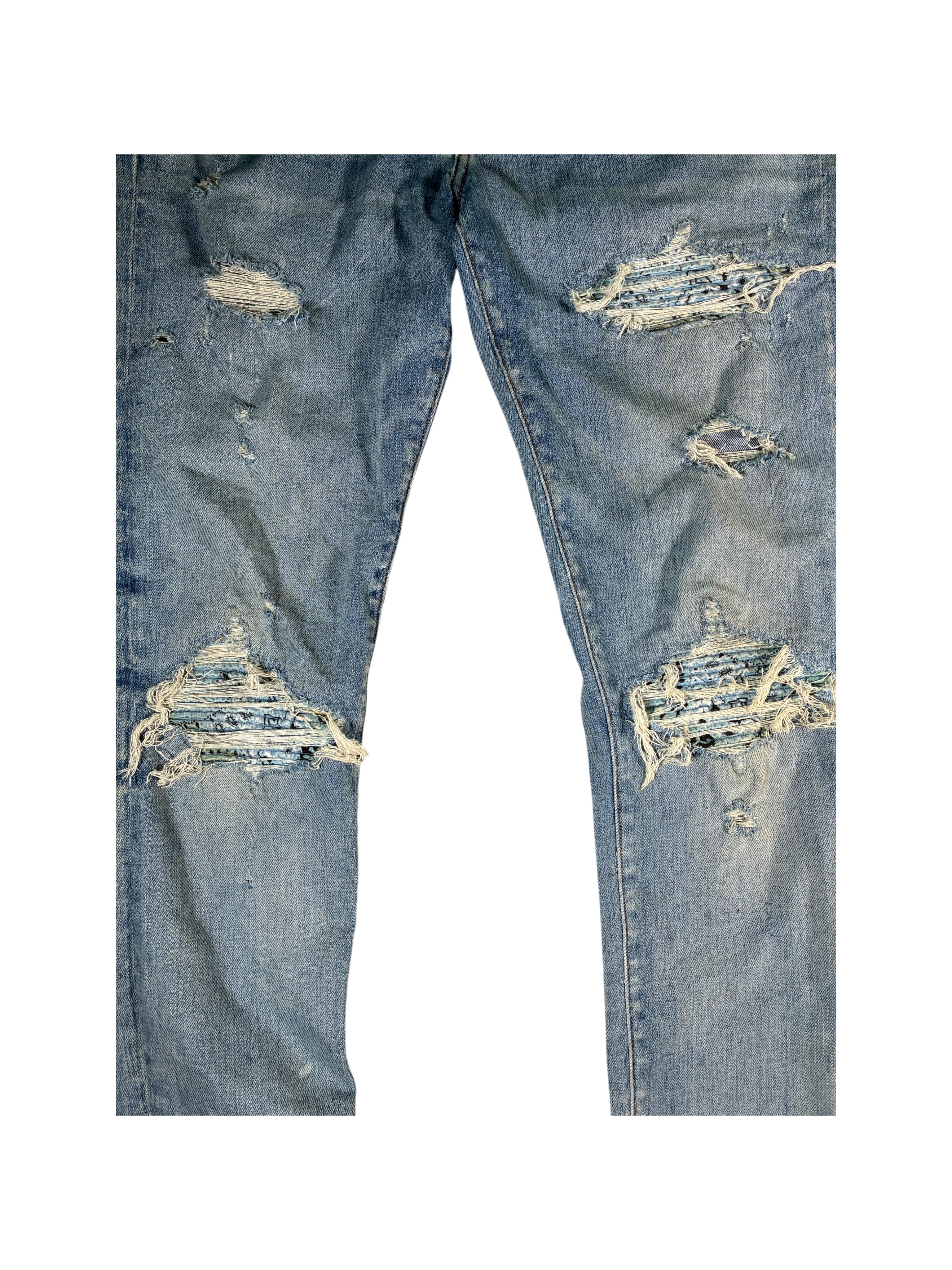 Amiri UNC Paisley Patch MX1 Light Wash Jeans