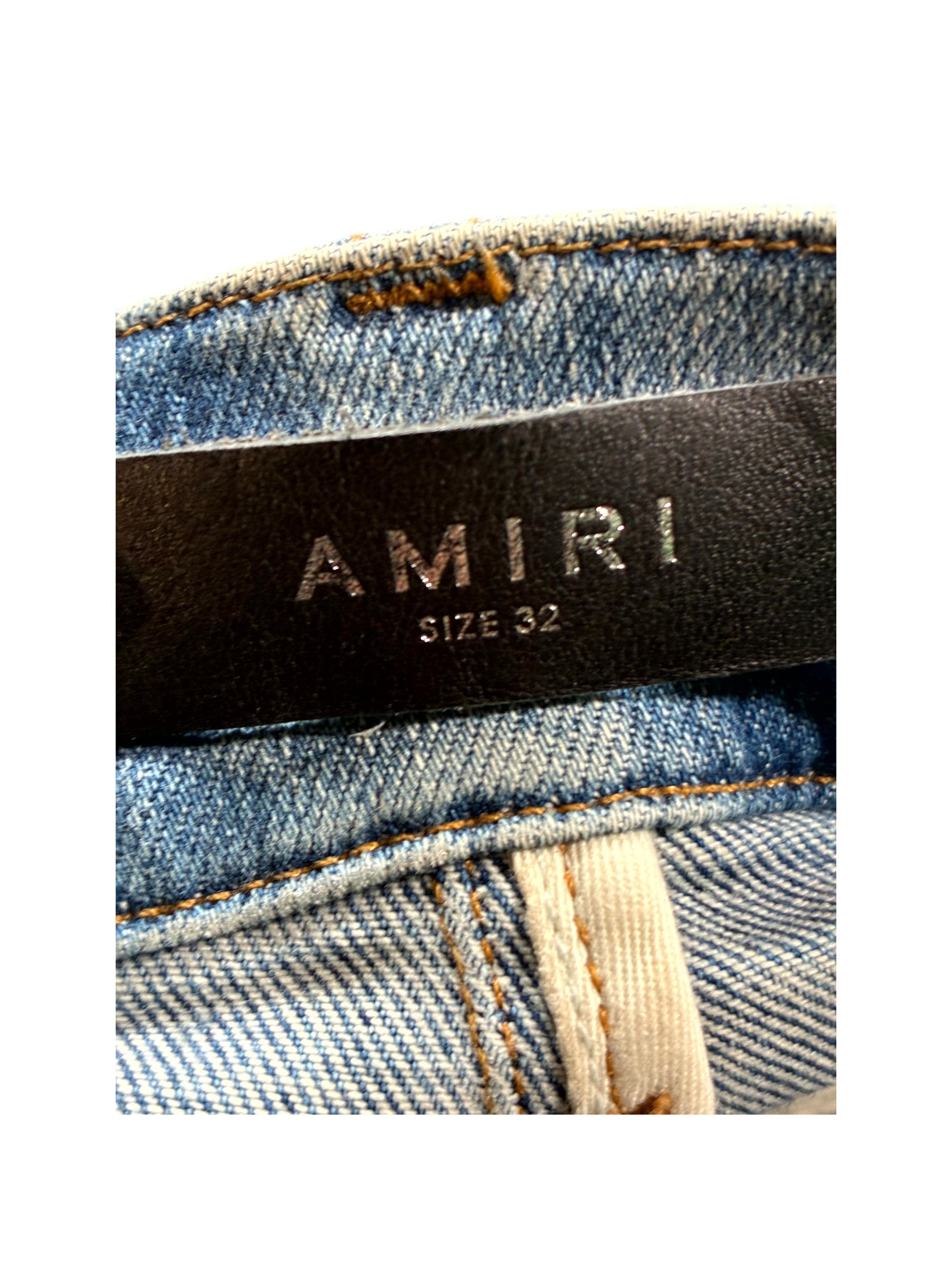 Amiri UNC Paisley Patch MX1 Light Wash Jeans