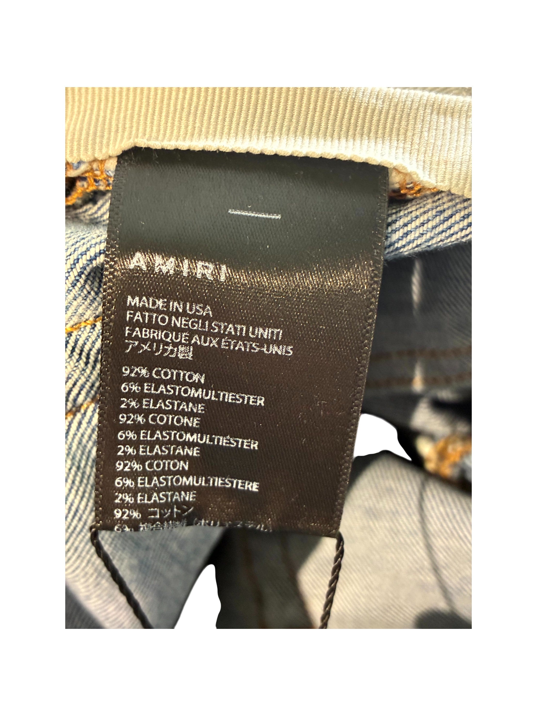 Amiri UNC Paisley Patch MX1 Light Wash Jeans