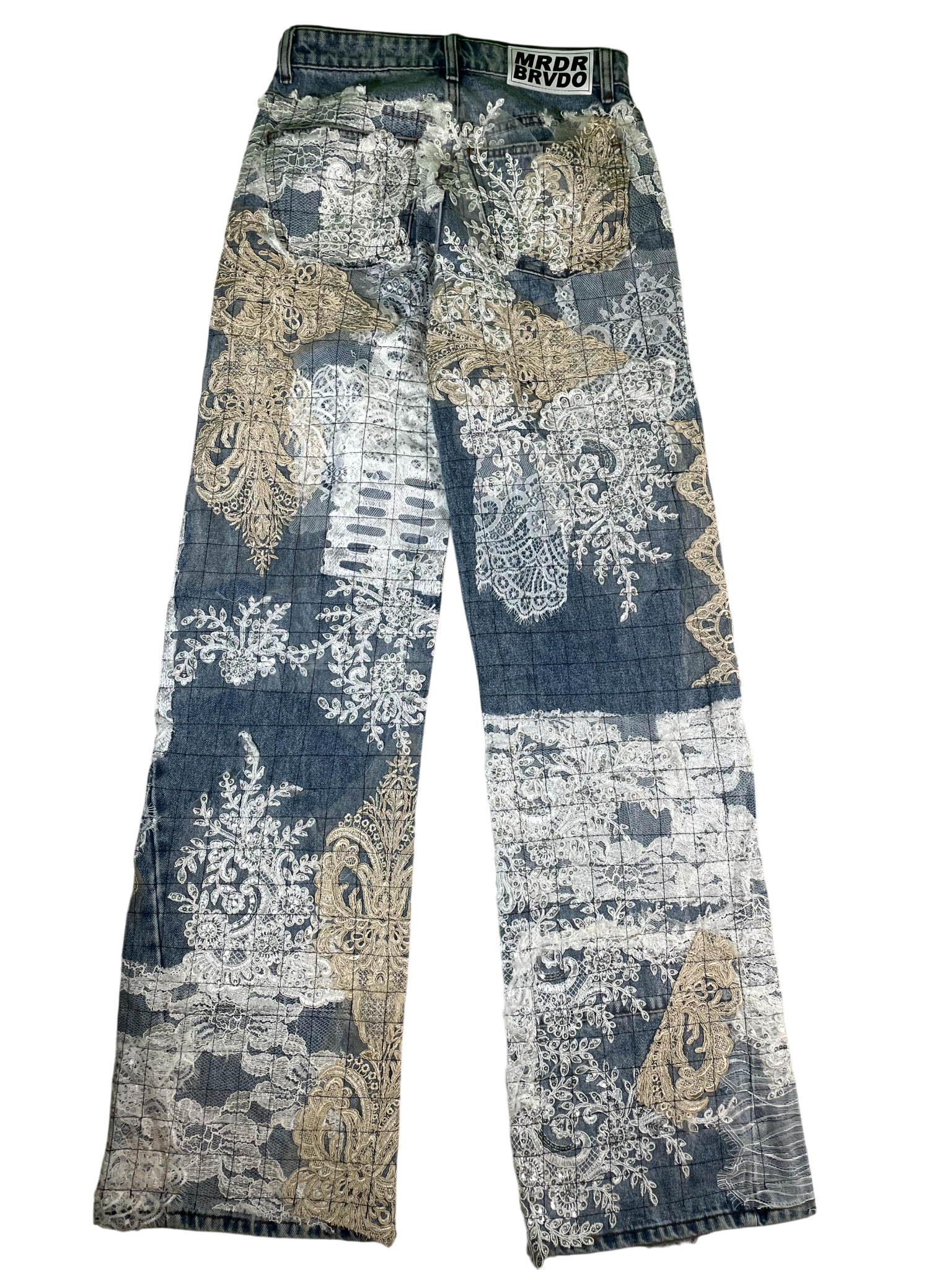 Who Decides War Wedding Lace Grid Blue Jeans