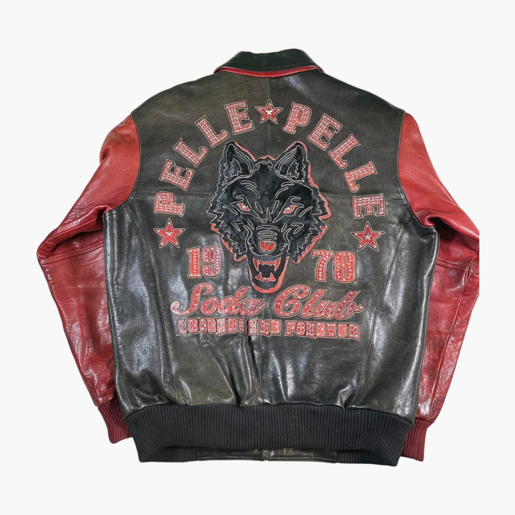 Pelle Pelle Leather Varsity Black & Red Jacket