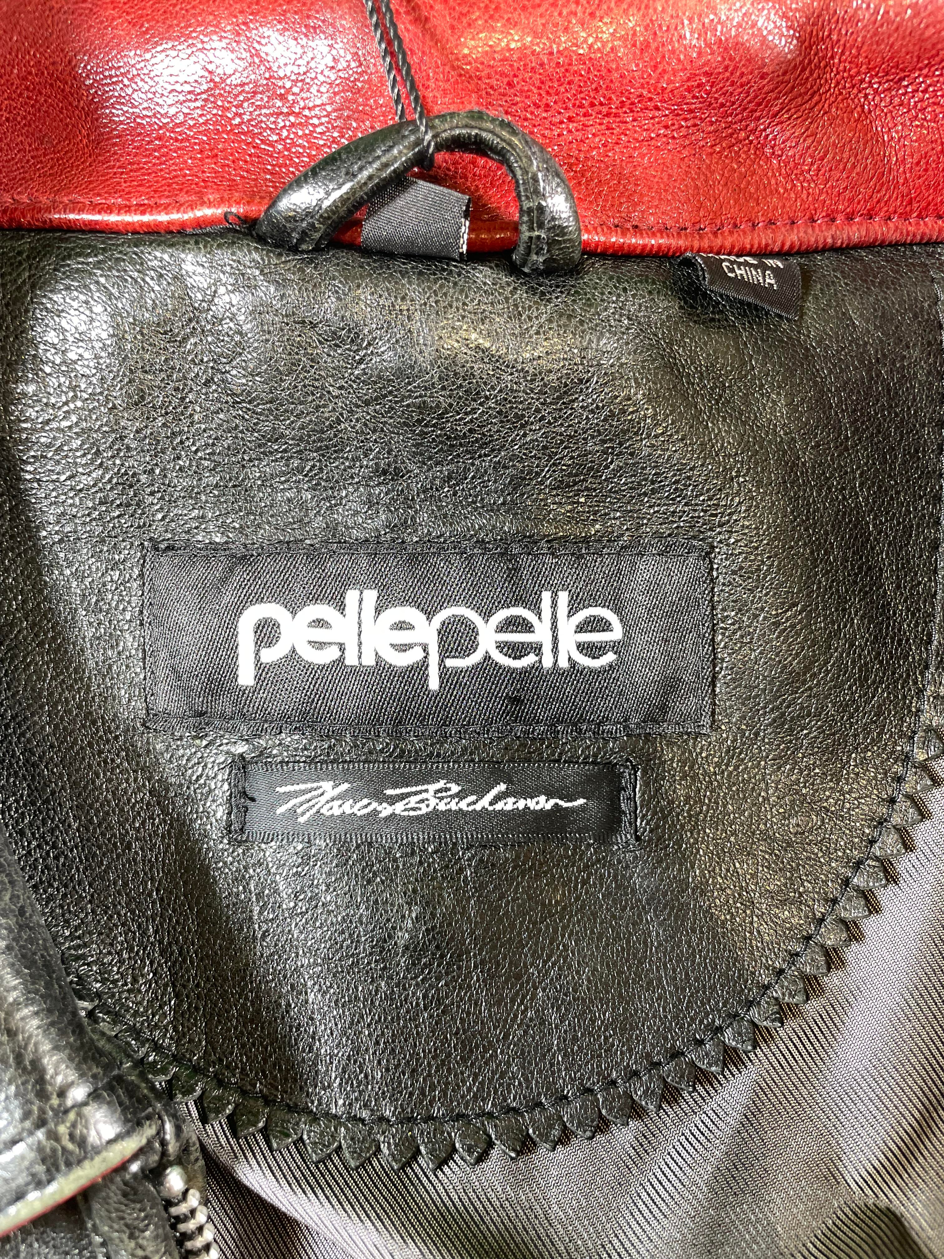 Pelle Pelle Leather Varsity Black & Red Jacket
