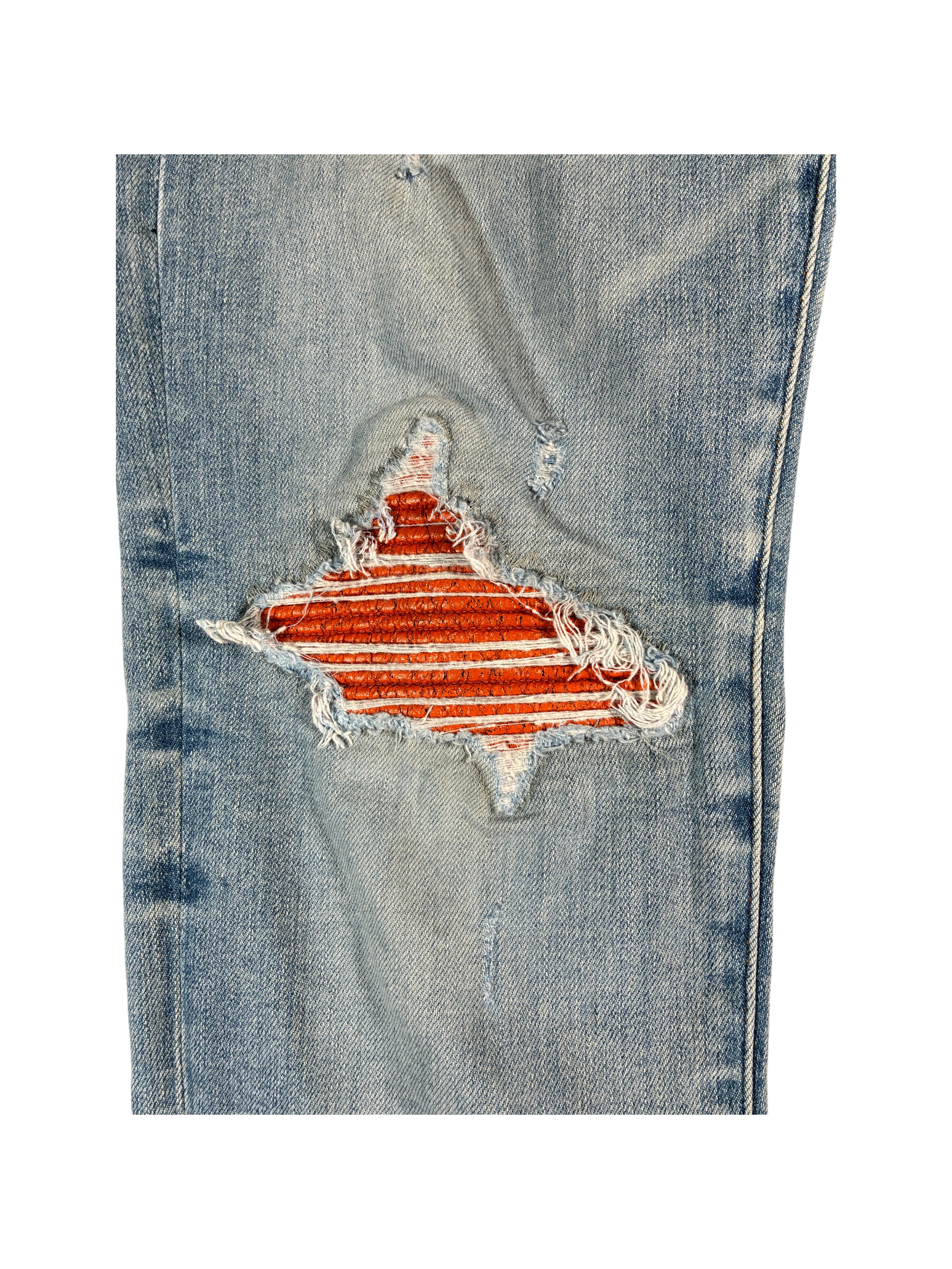 Amiri Crackle Patch MX1 Light Wash & Orange Jeans