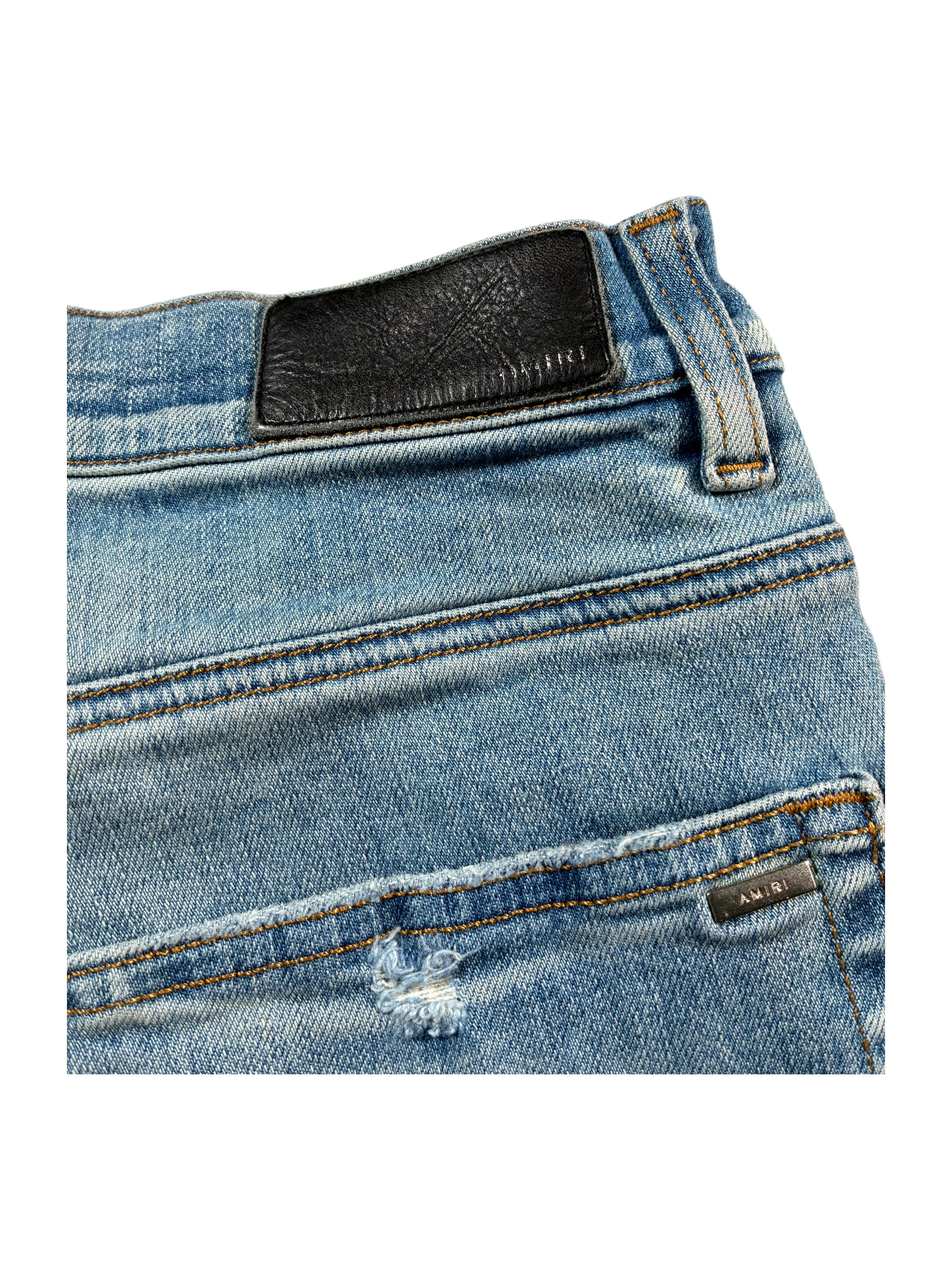 Amiri Crackle Patch MX1 Light Wash & Orange Jeans