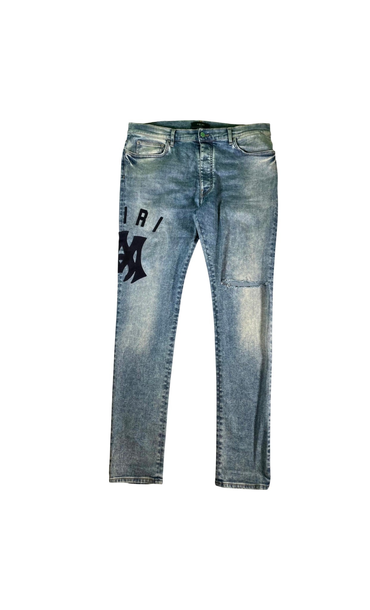 Amiri "Suede MA Logo" Light Wash Jeans