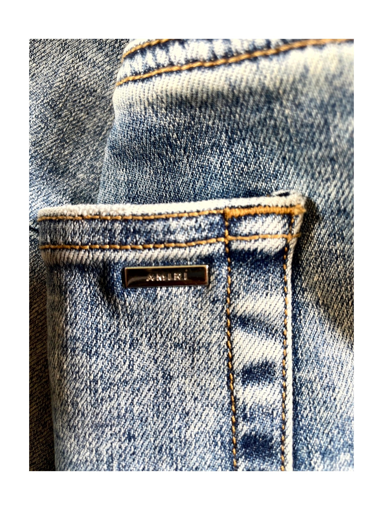 Amiri "Suede MA Logo" Light Wash Jeans