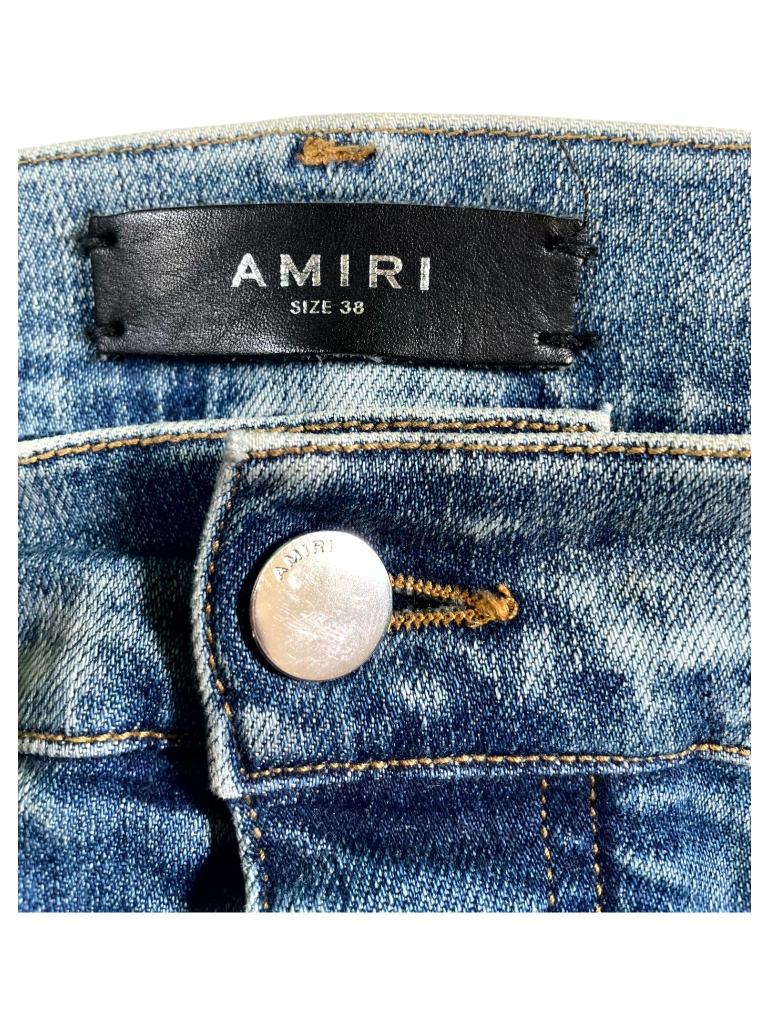 Amiri "Suede MA Logo" Light Wash Jeans