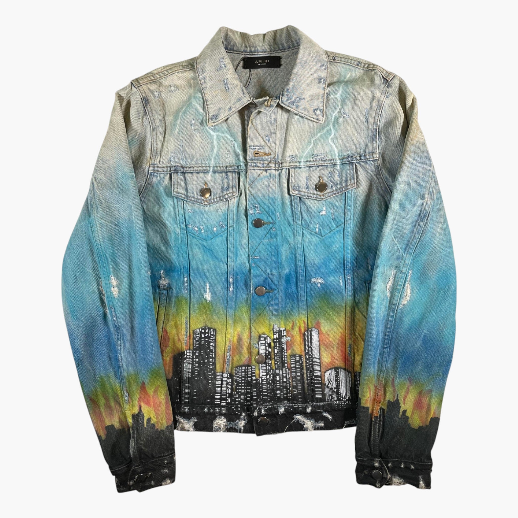 Amiri Dragon Skyline Light Wash Denim Jacket