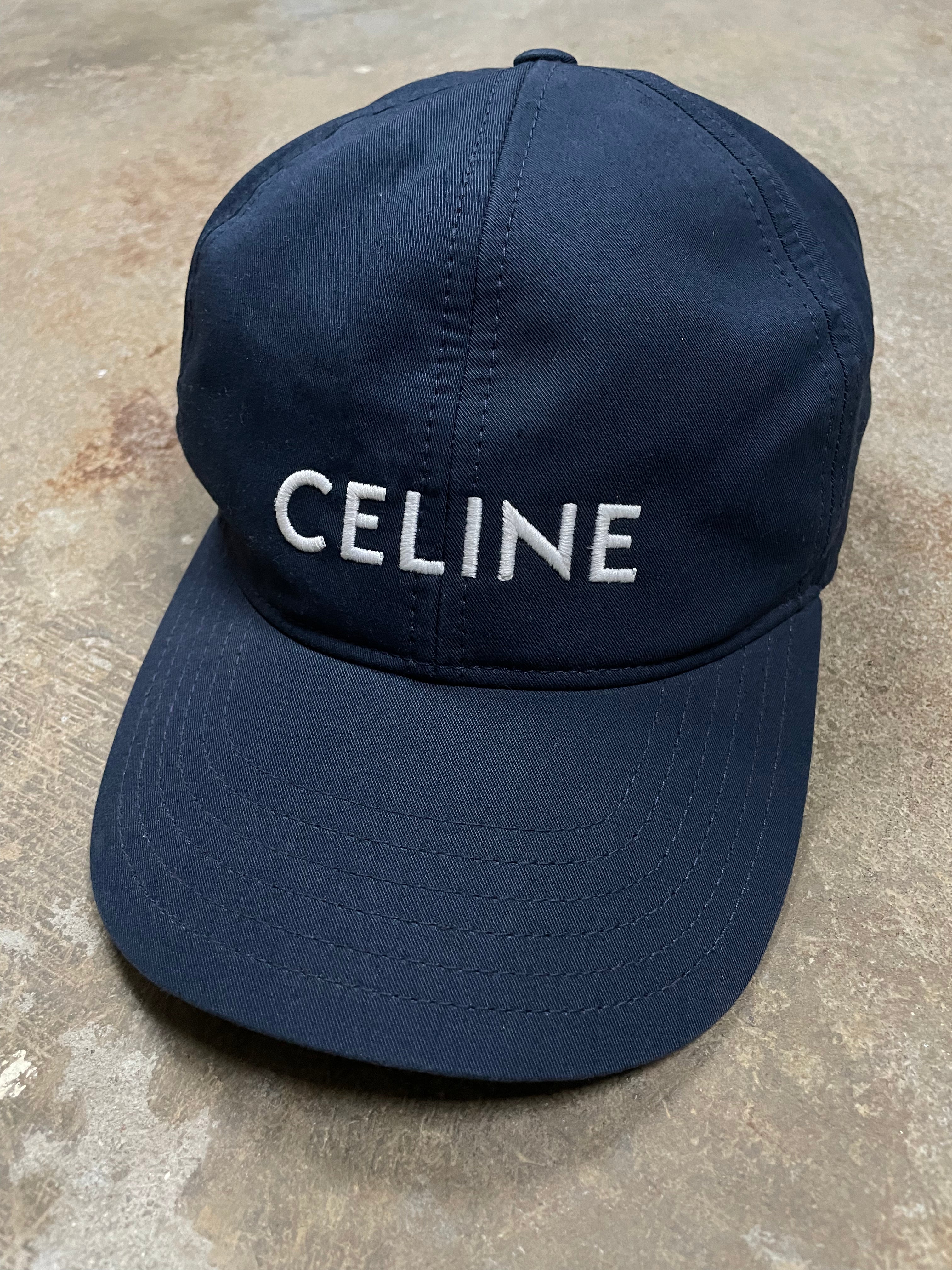Celine Nylon Cap Navy Used OS