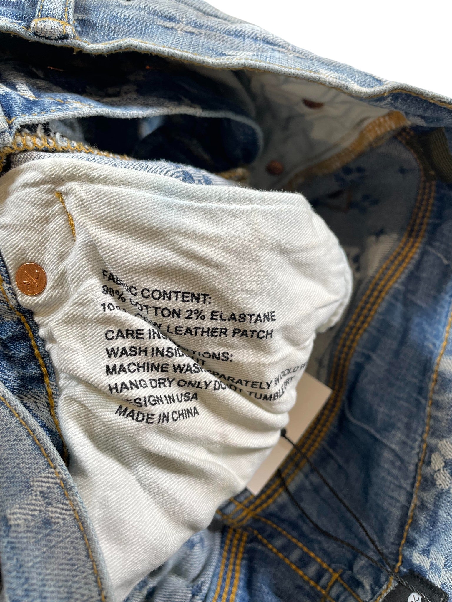 Purple Brand Splatter Monogram Dark Wash Jeans