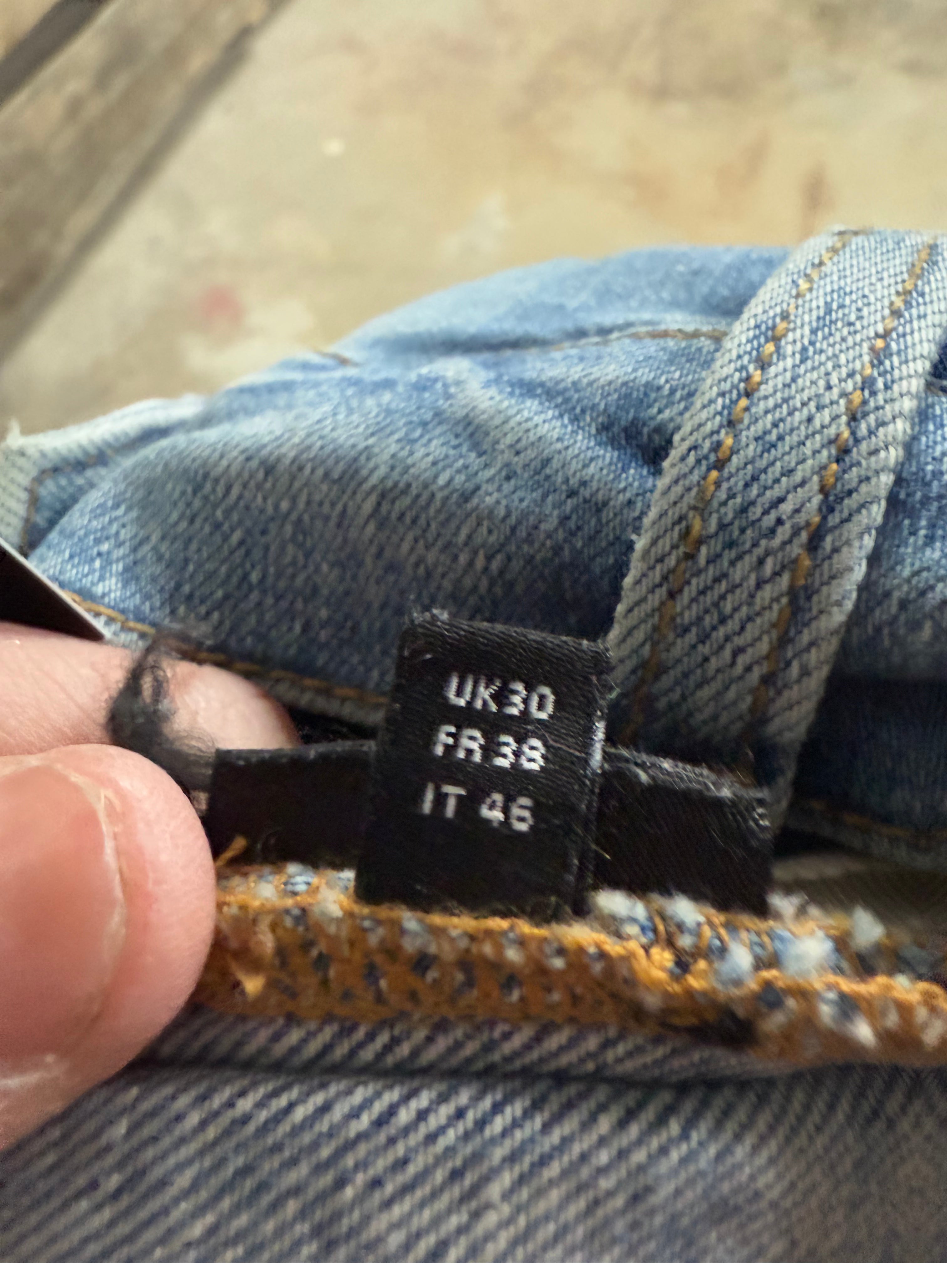 Amiri Jeans Thrasher Lightwash Black Purple Yellow Stripe Used 30
