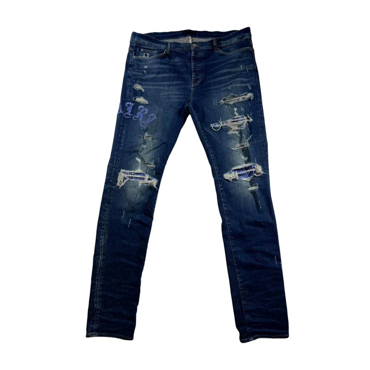 Amiri Deep Classic Purple Old English Blue Jeans