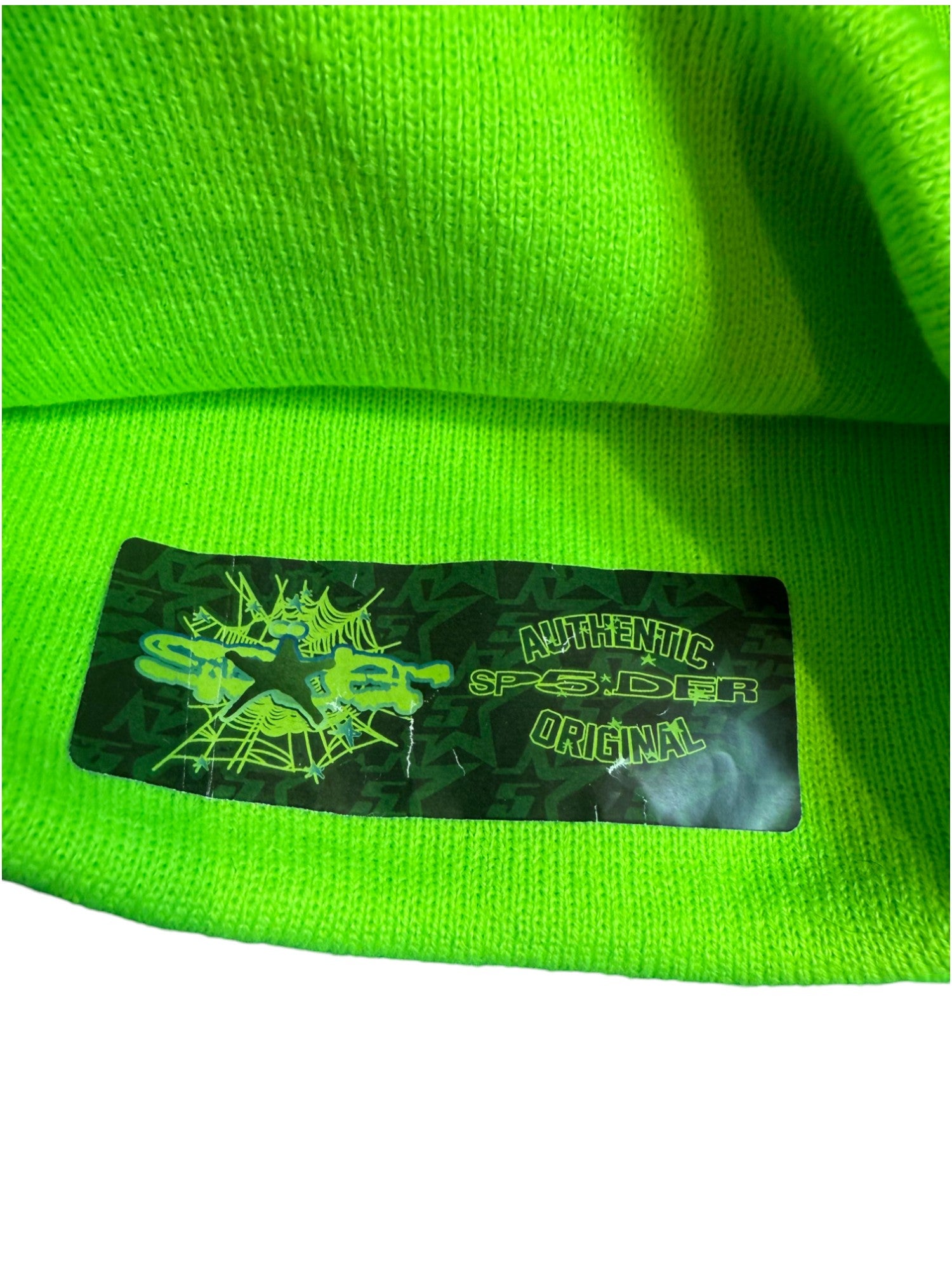 Sp5der Rhinestone Lime Beanie