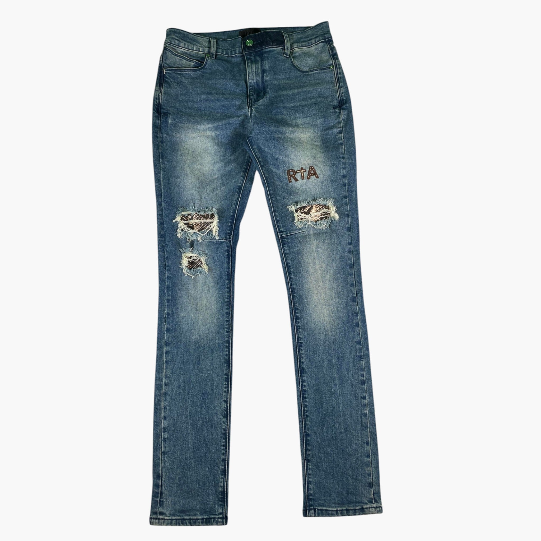 RTA Vintage Wash Snakeskin Jeans