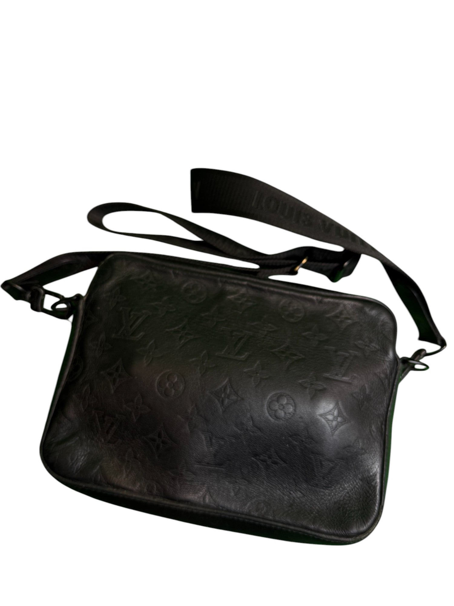 LV Side Black Leather Bag