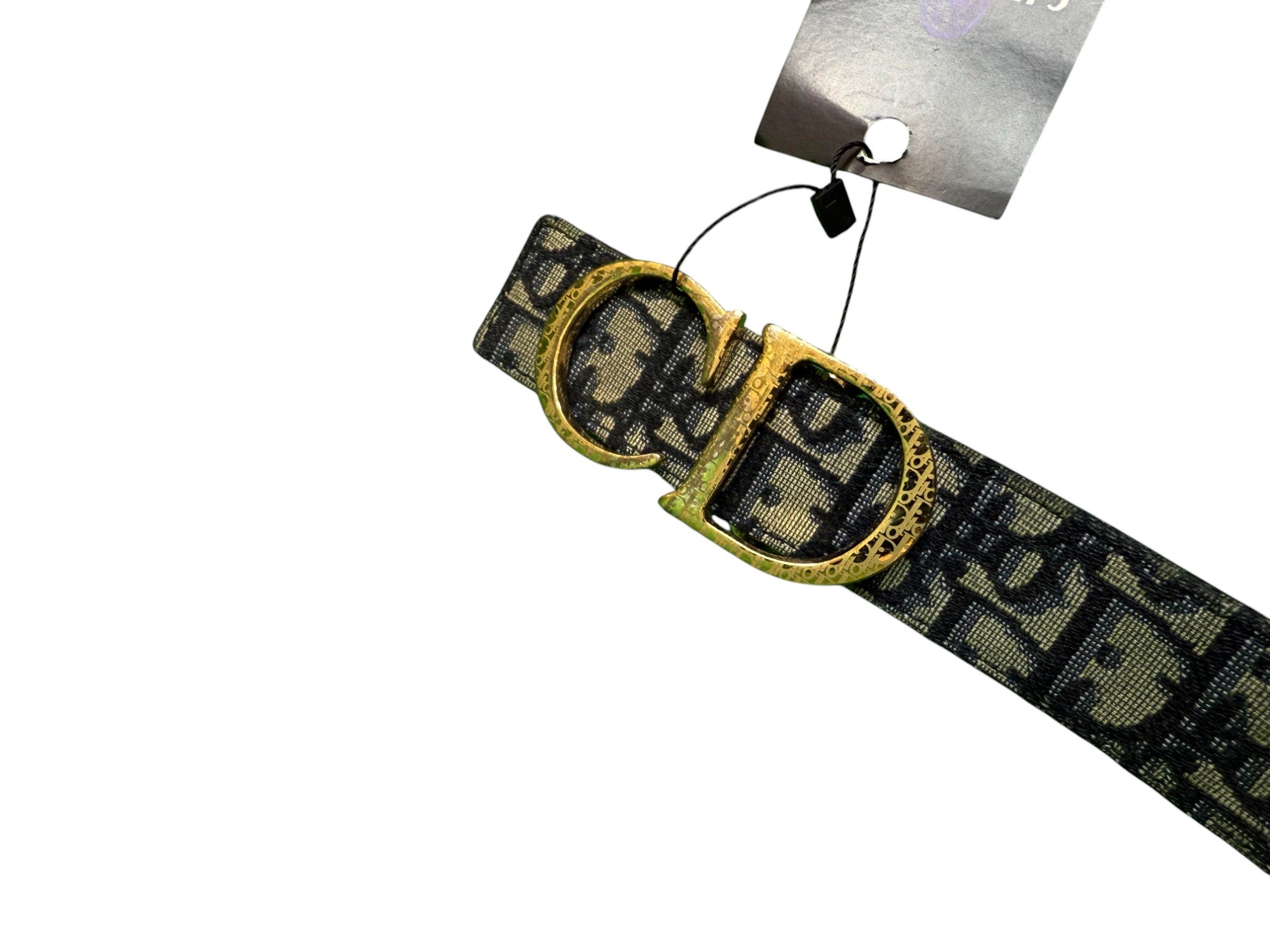 Dior Monogram Gold Buckle Navy Belt