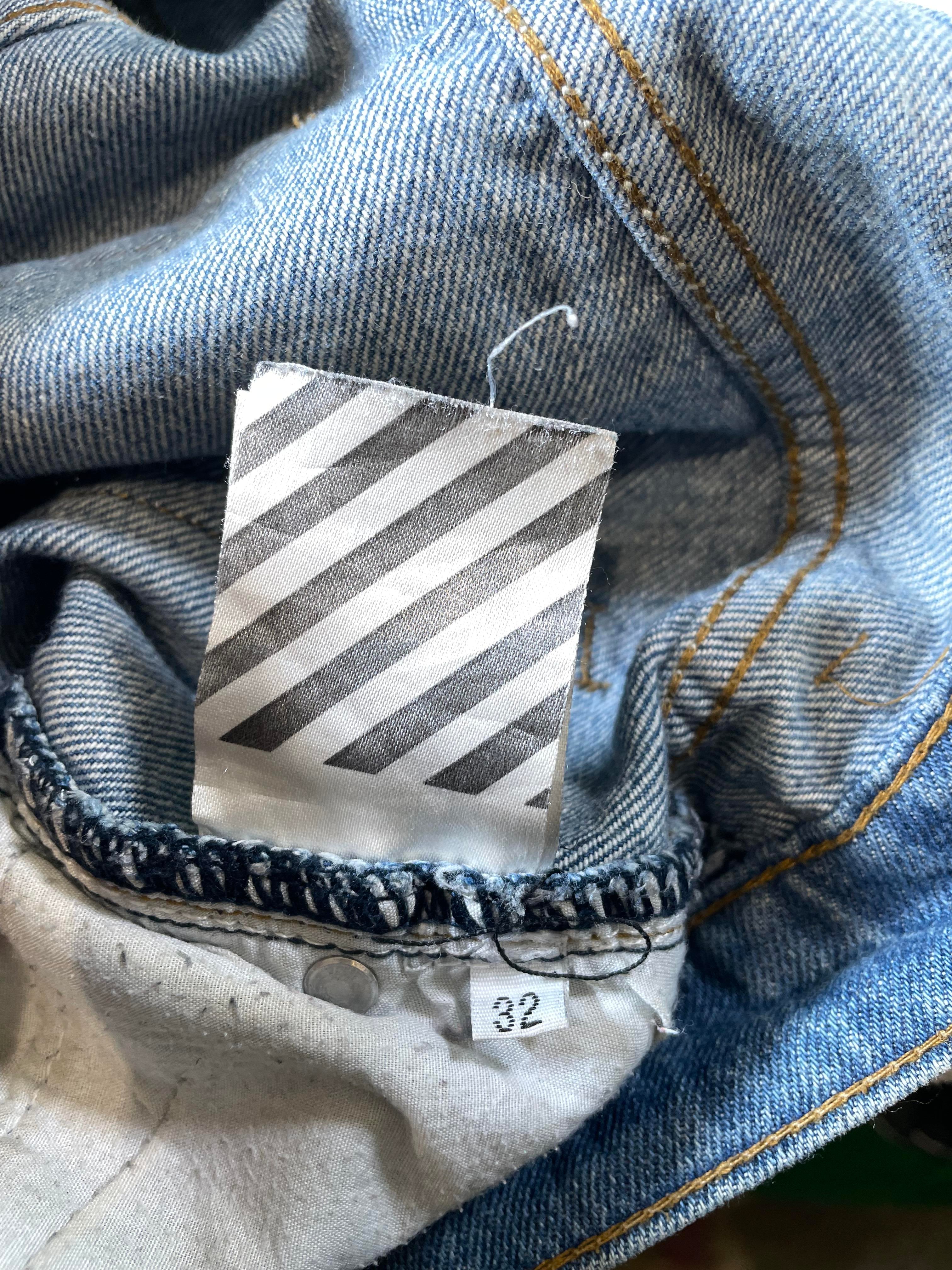 Off-White Aged Wash White Knee Rip Jeans