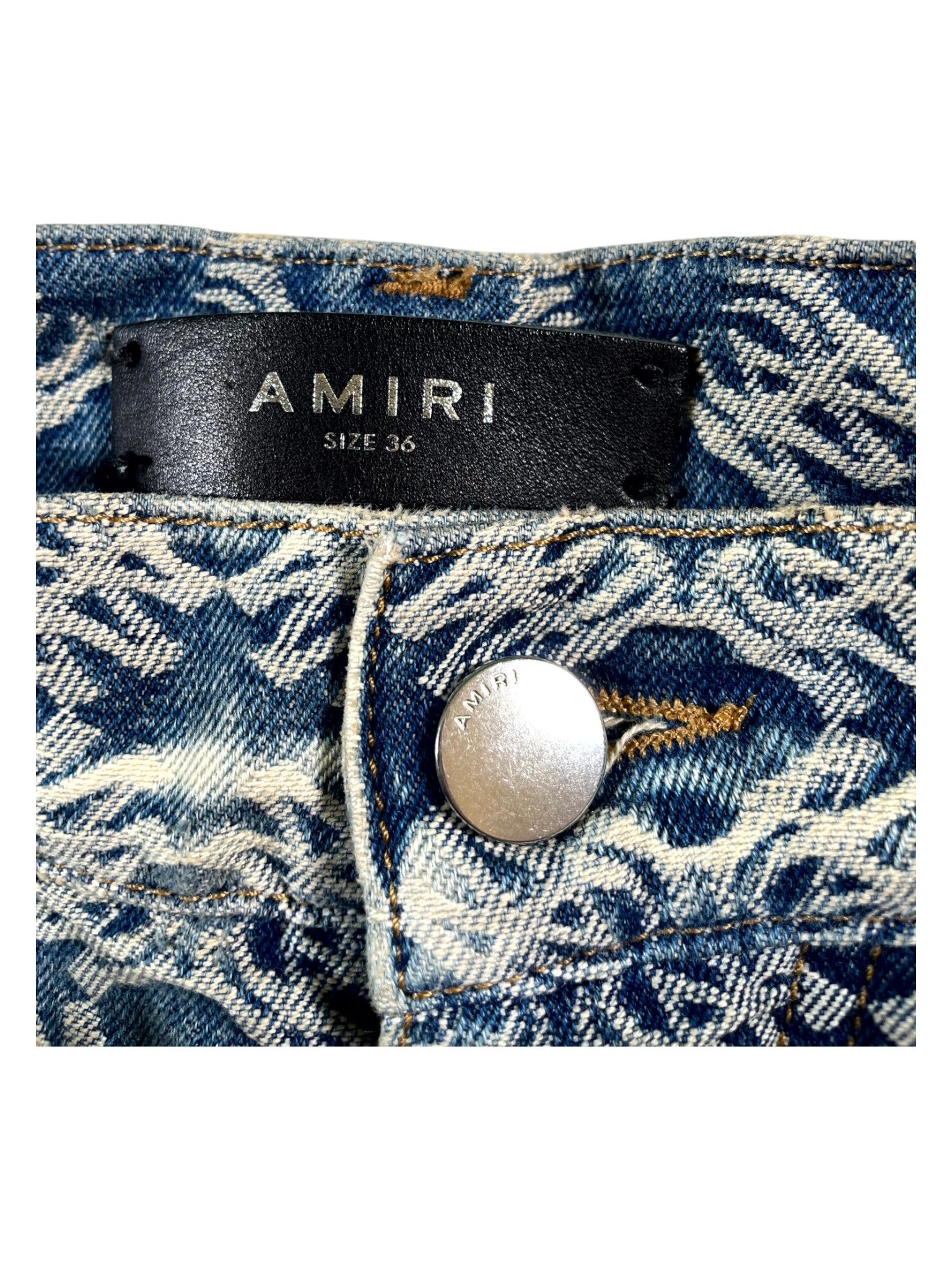 Amiri "MA Logo Wide Leg" Light Wash Jeans