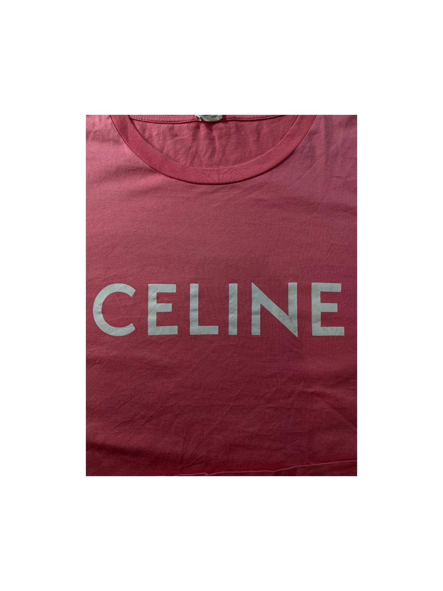 Celine Logo Pink & White Tee