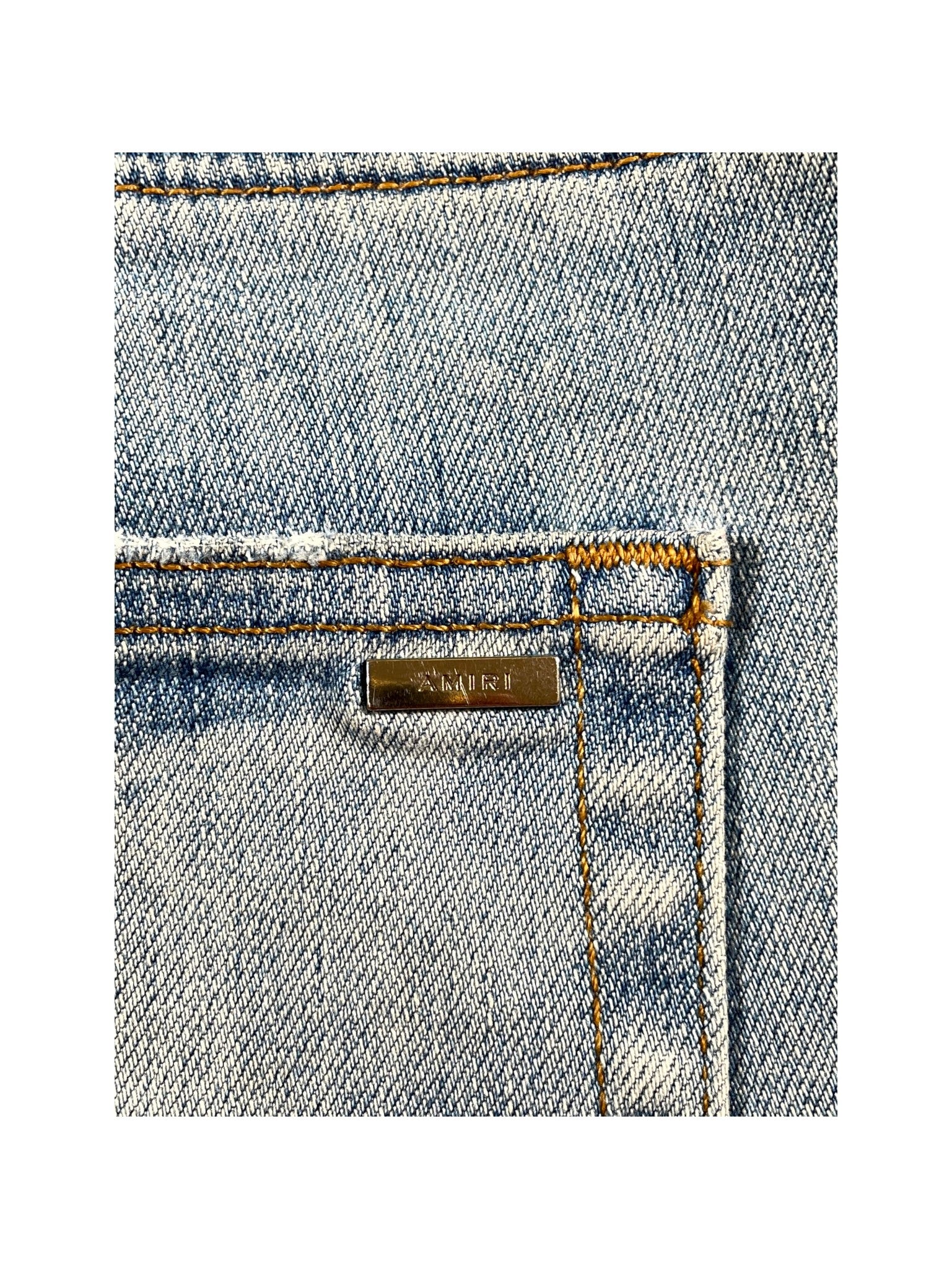Amiri "Bandana Patch" Light Wash & Orange Jeans