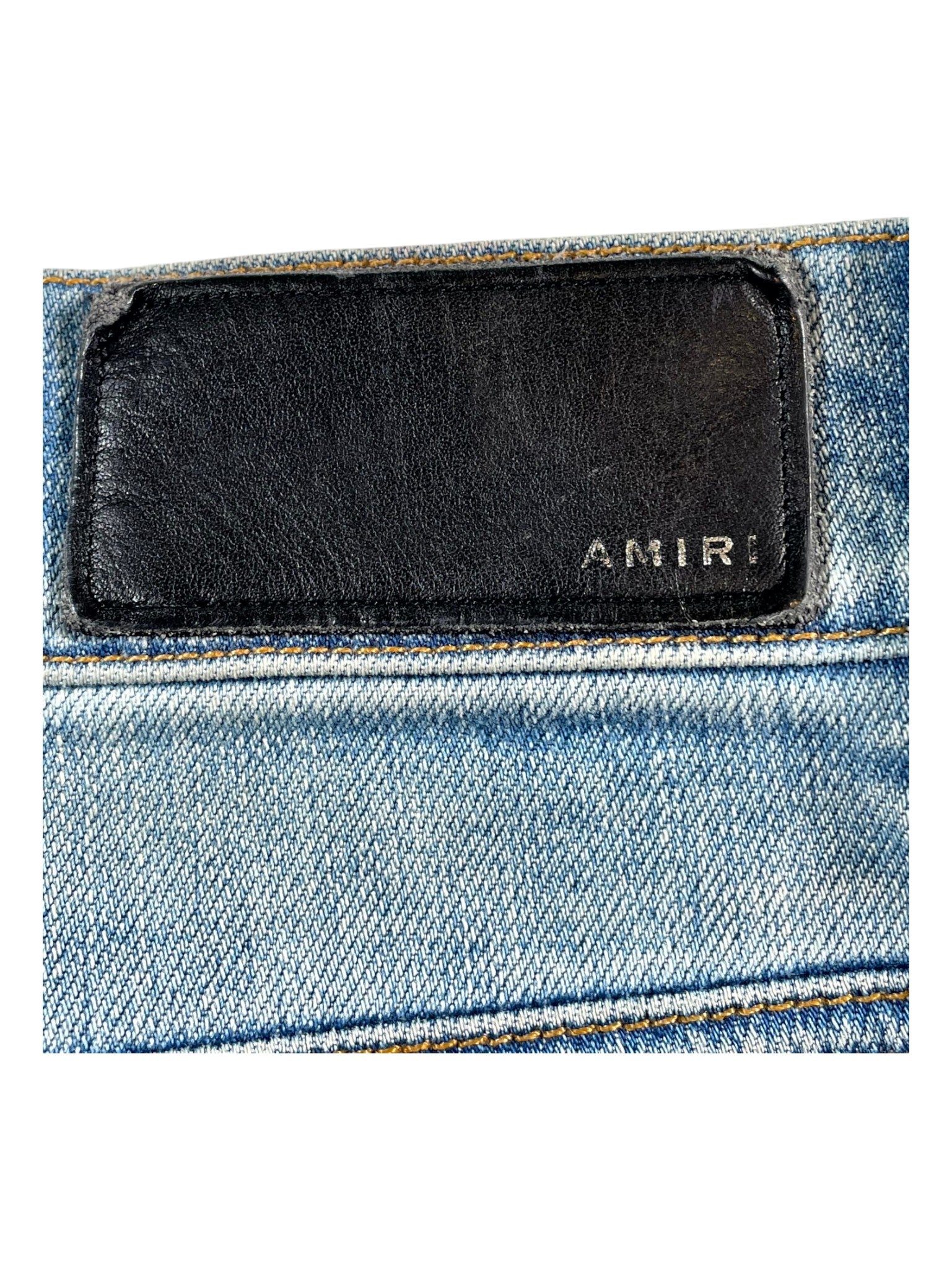 Amiri "Bandana Patch" Light Wash & Orange Jeans