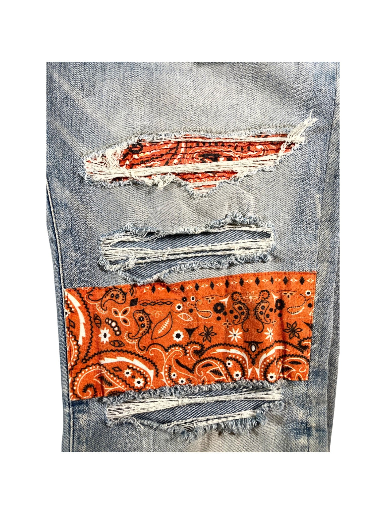 Amiri "Bandana Patch" Light Wash & Orange Jeans