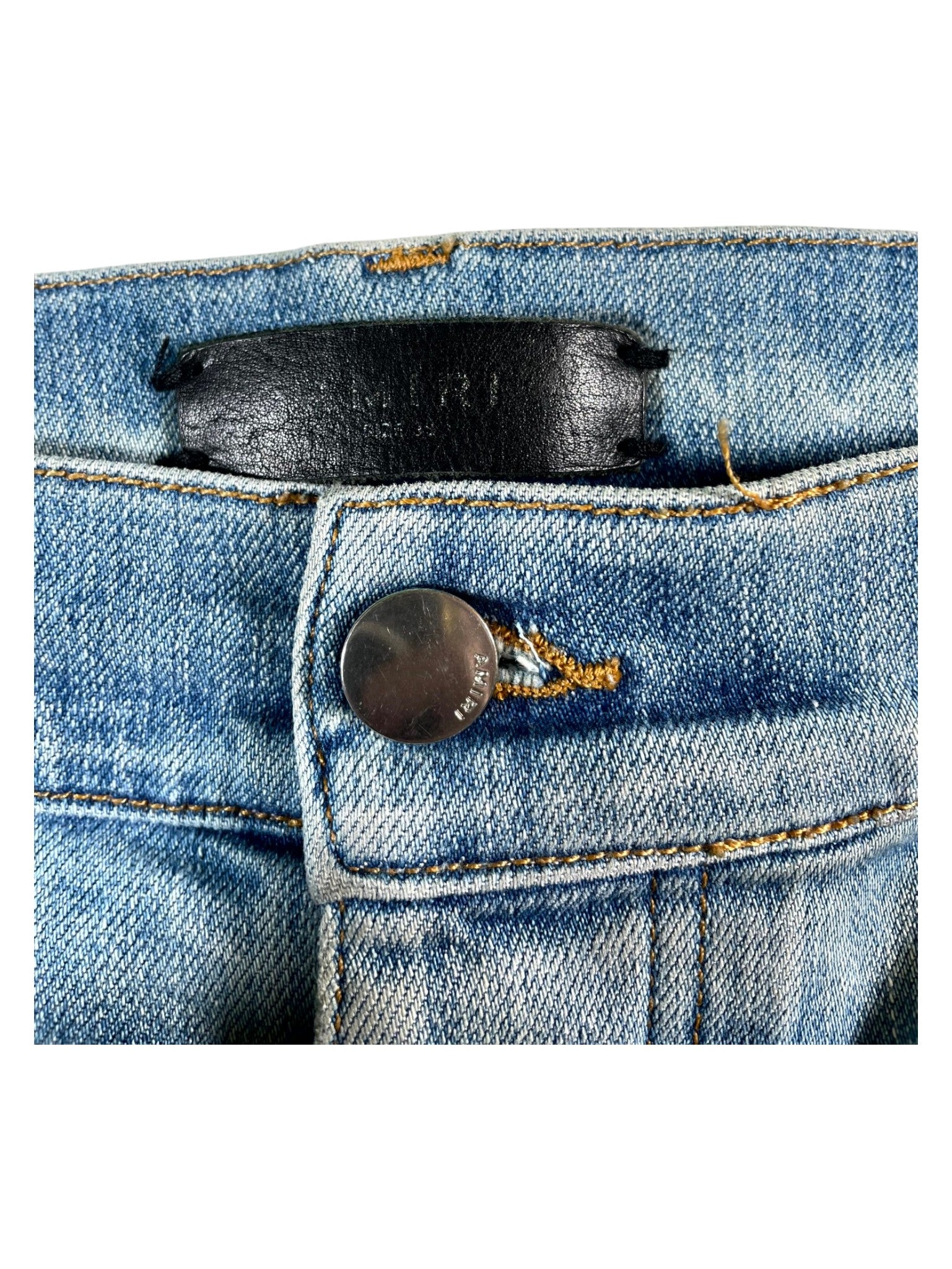 Amiri "Bandana Patch" Light Wash & Orange Jeans