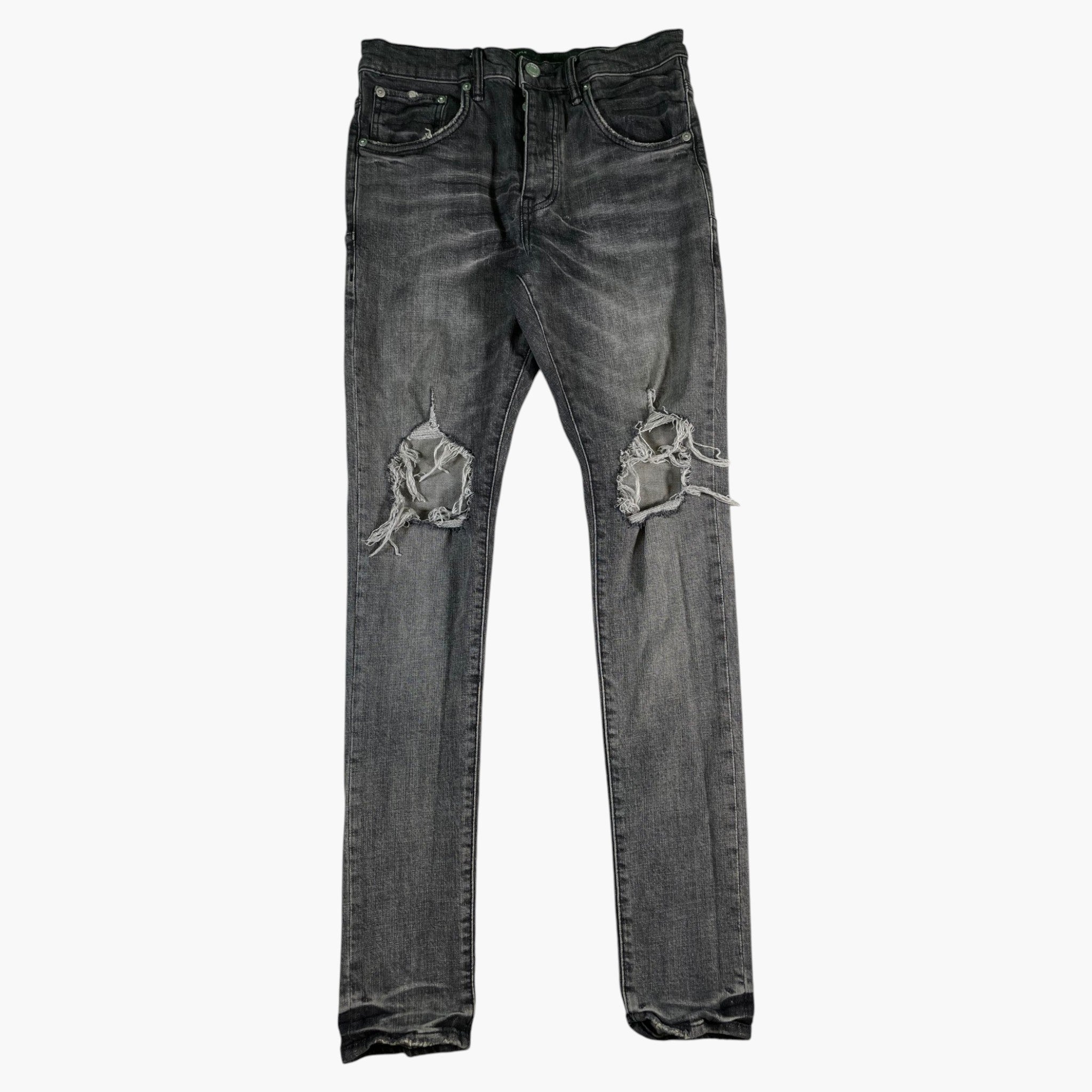 Purple Brand Knee Blowout Grey Wash Jeans