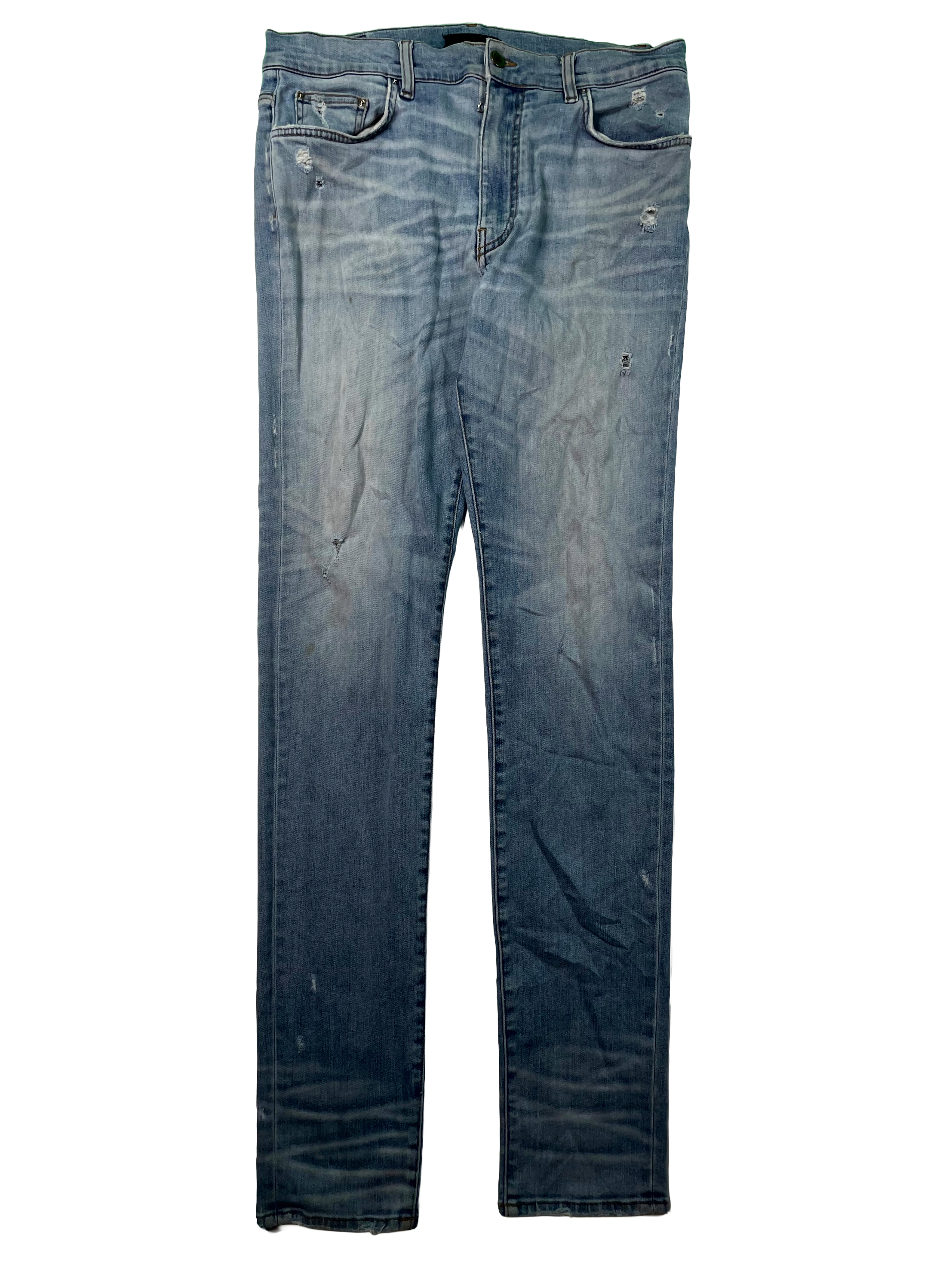 Amiri Thrasher Ripped (Repaired Crotch) Light Wash Jeans
