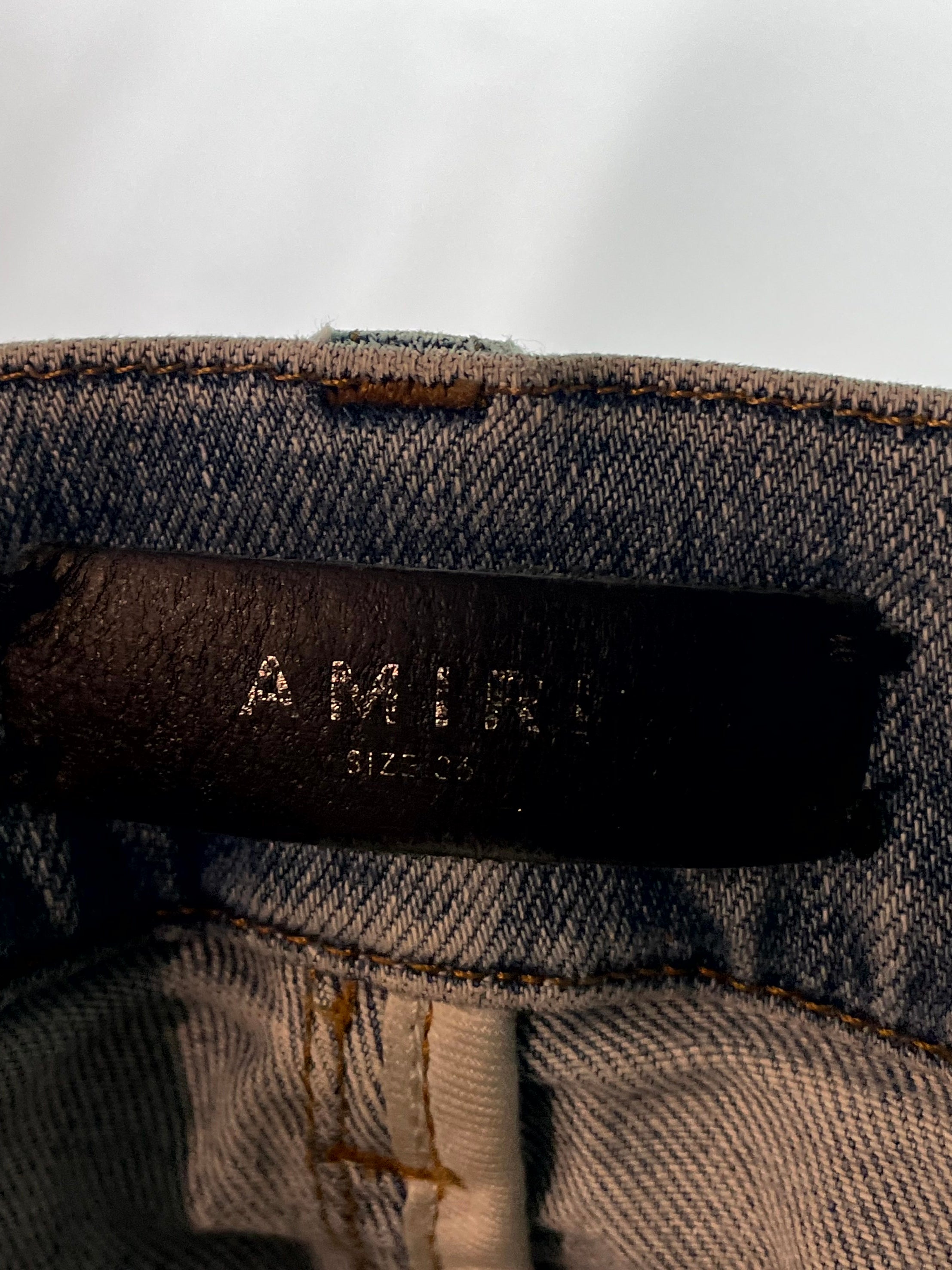 Amiri Thrasher Ripped (Repaired Crotch) Light Wash Jeans