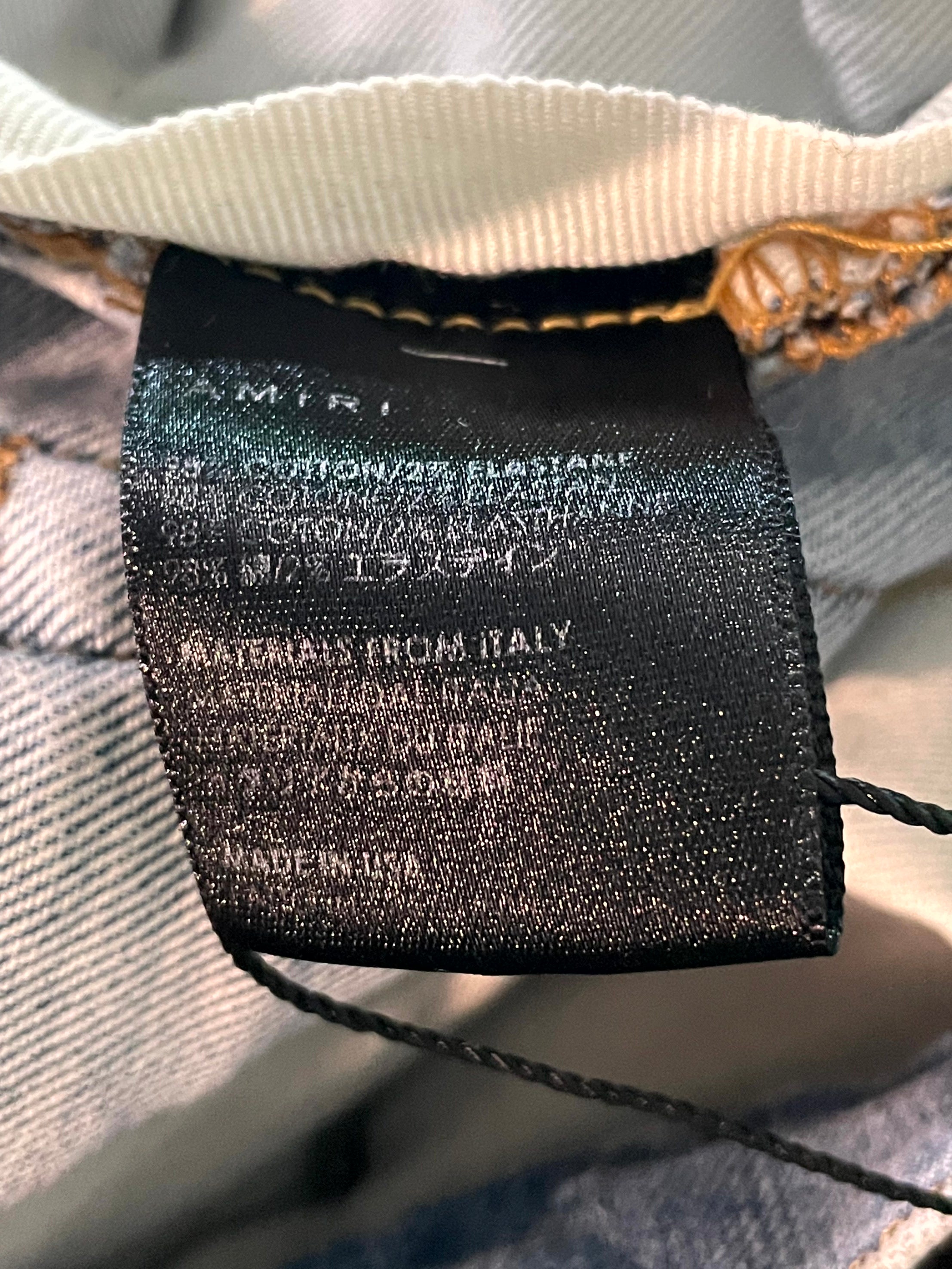 Amiri Thrasher Ripped (Repaired Crotch) Light Wash Jeans