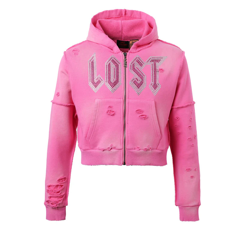 Lost Intricacy Hoodie Pink Rhinestone Women's