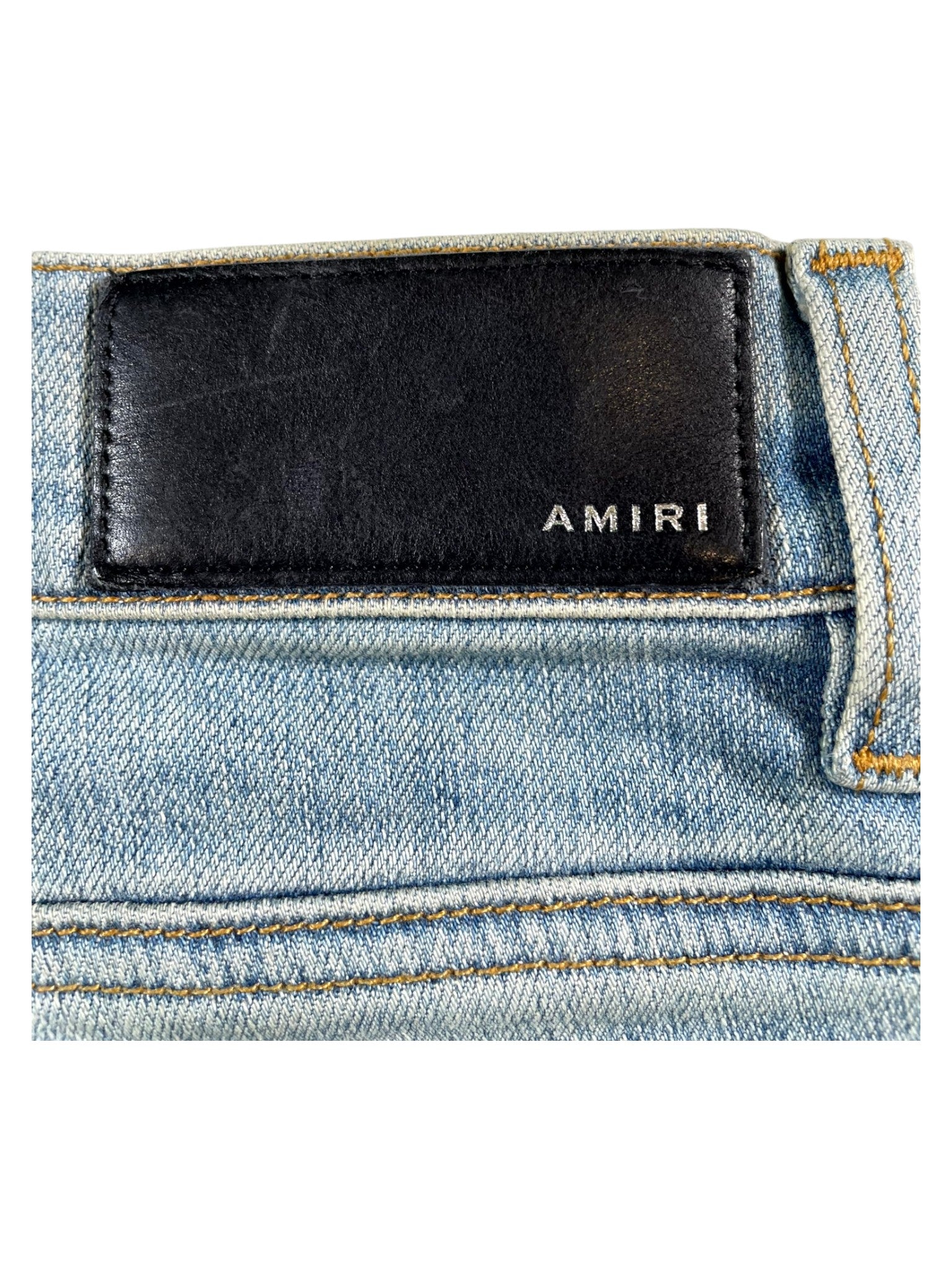 Amiri "Plaid Patch MX1" Light Wash & Green Jeans