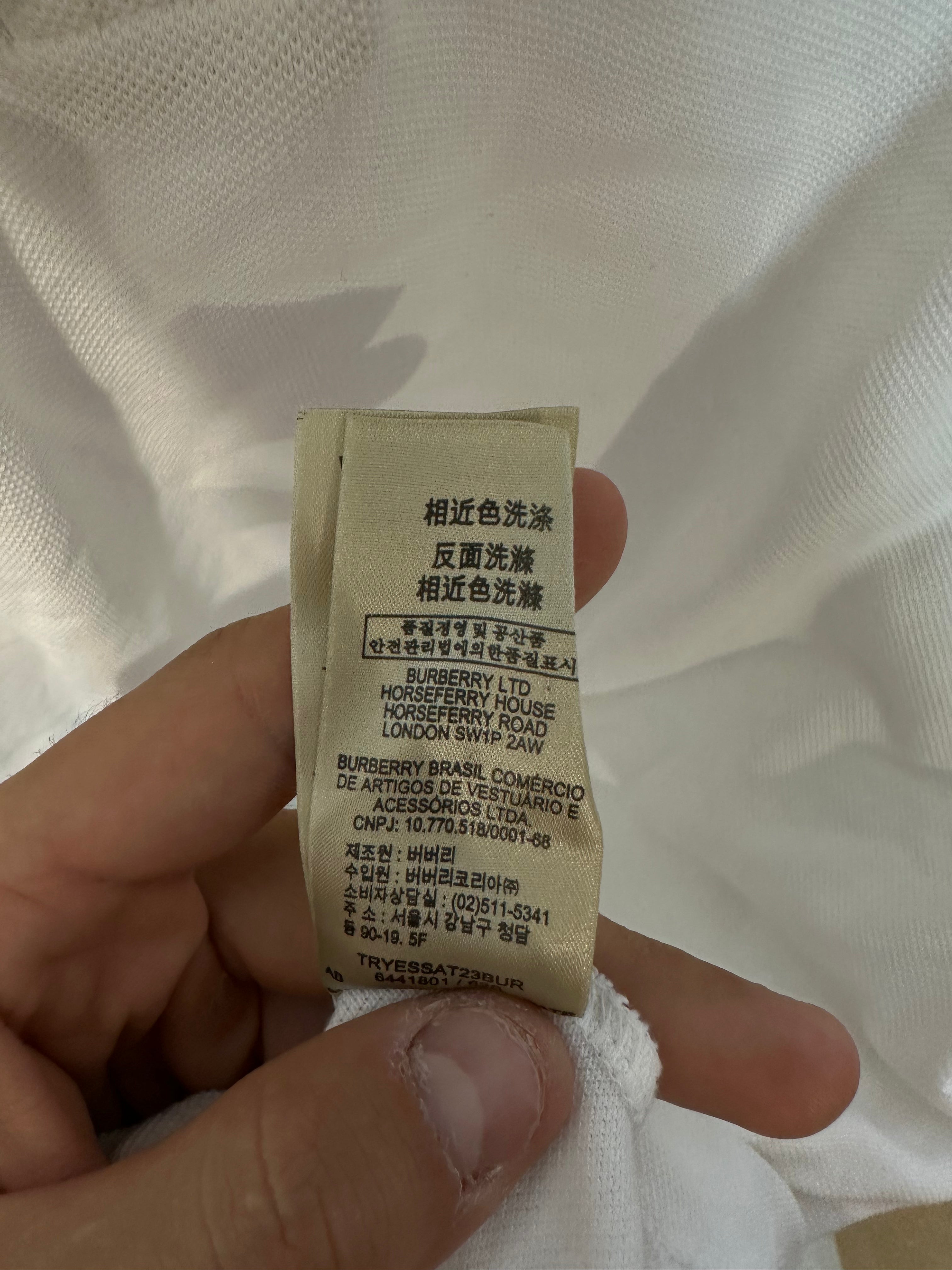 Burberry Polo Collar Logo White Used XL