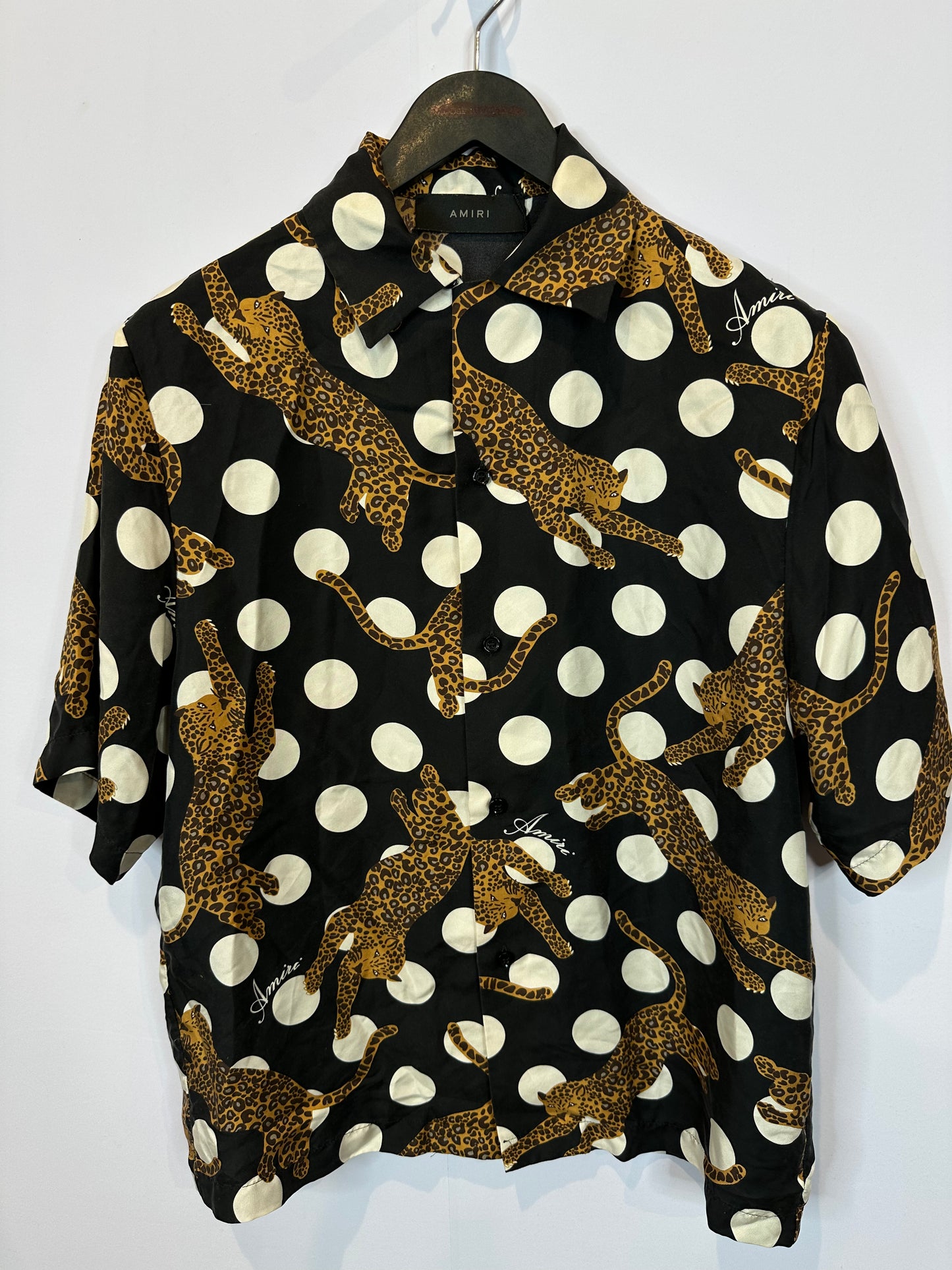 Amiri Polka Dot Cheetah Silk Set Black Used Medium
