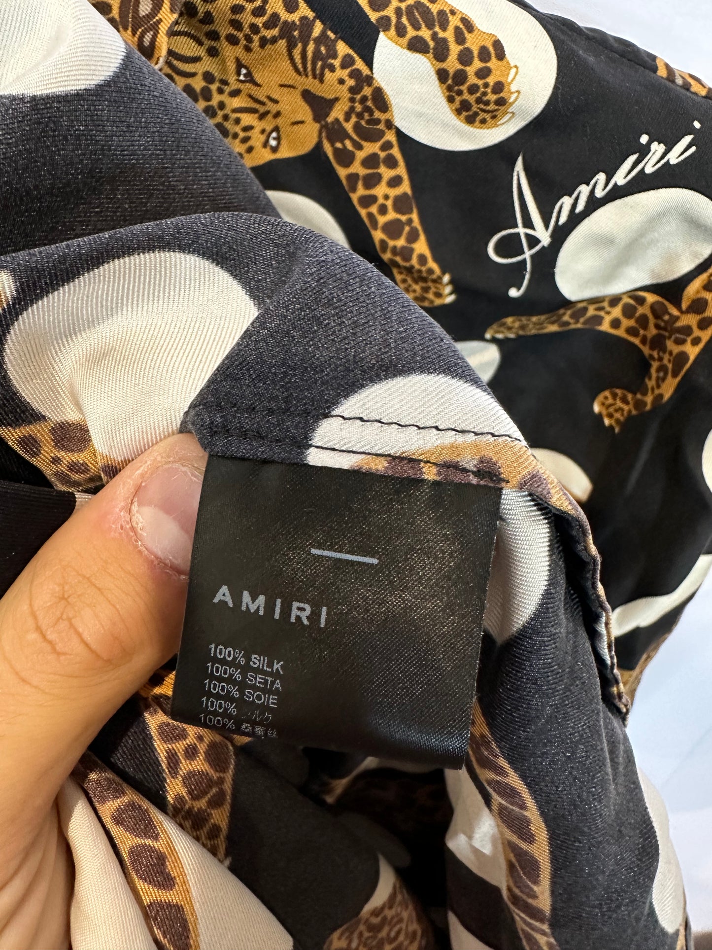 Amiri Polka Dot Cheetah Silk Set Black Used Medium