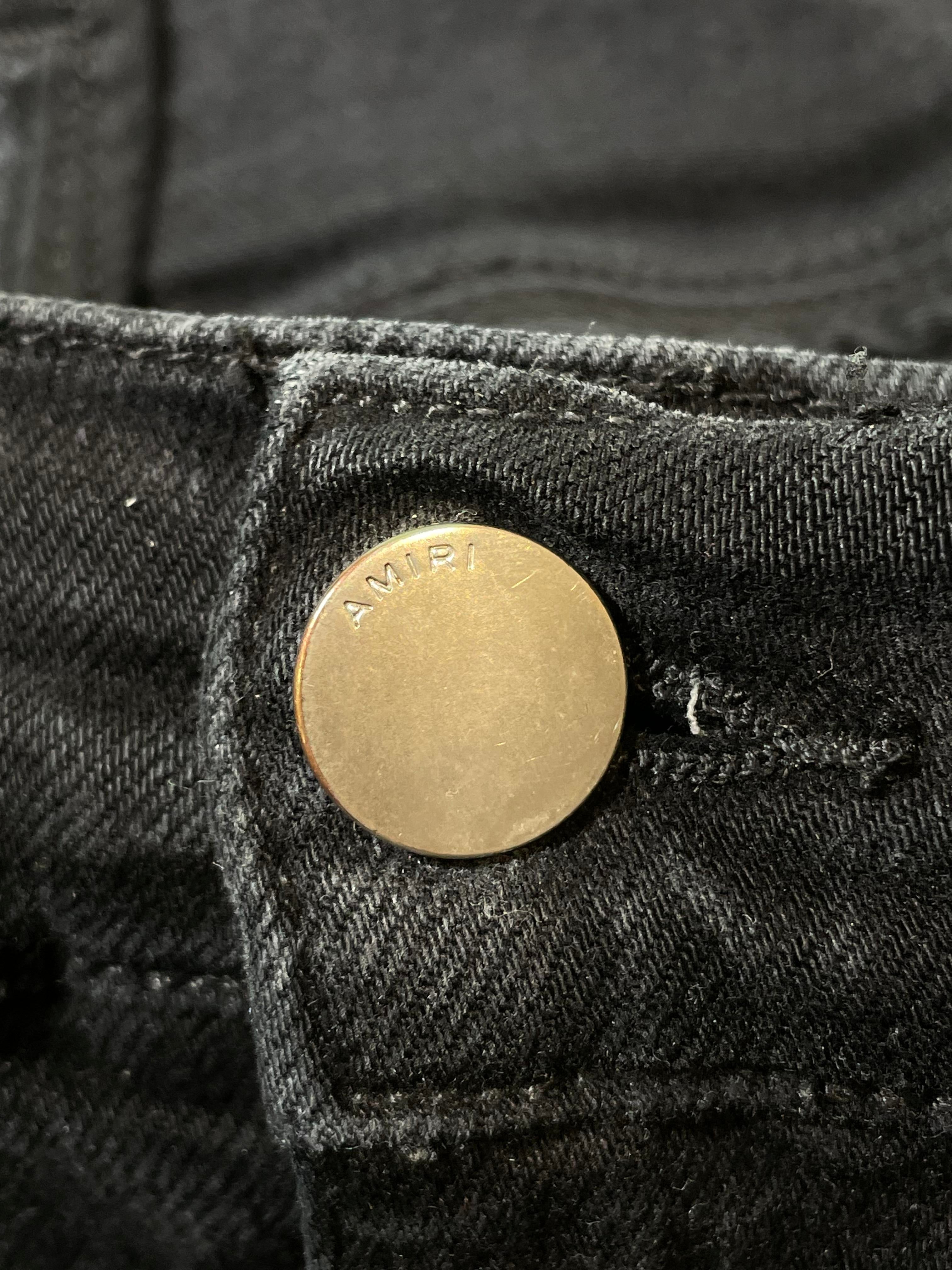 Amiri Black Wash Teal Splatter Jeans