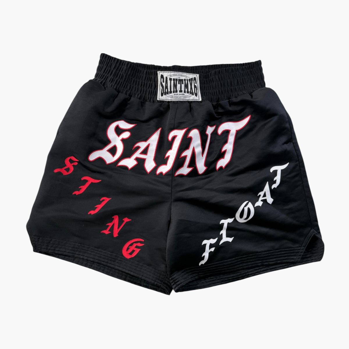 Saint Michael Black & Red Satin Boxing Shorts