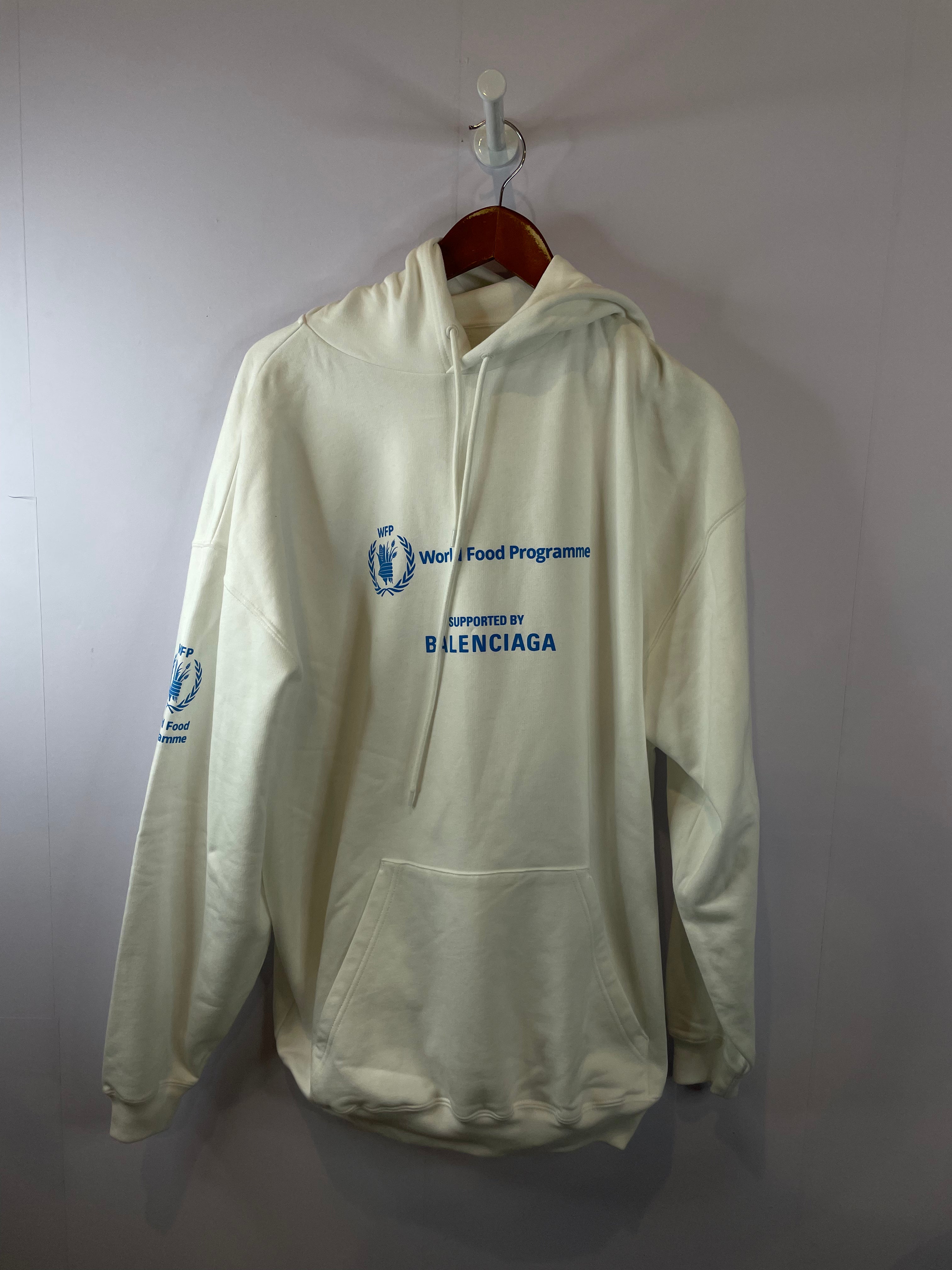 Balenciaga White & Blue Food Programme Hoodie