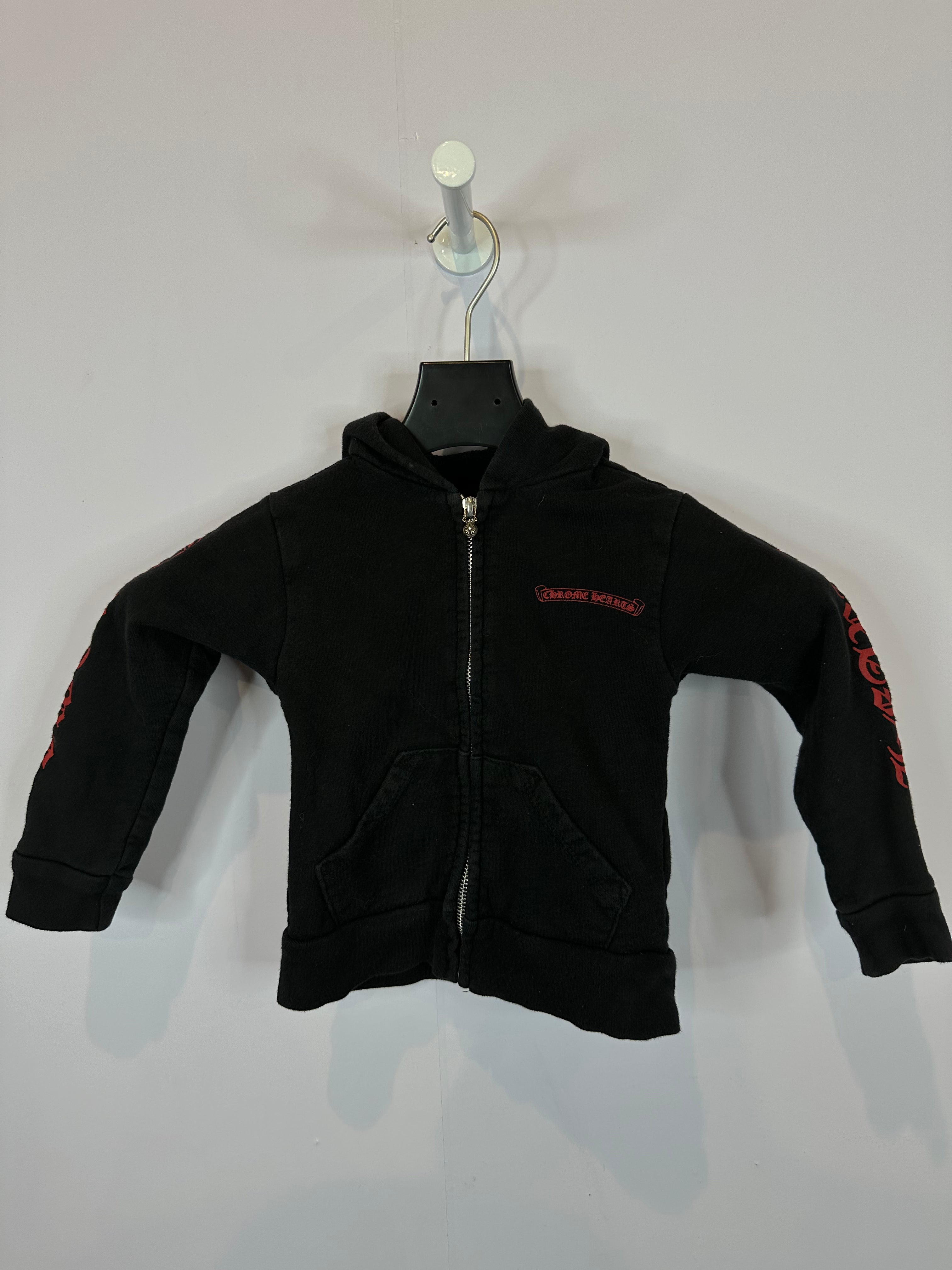 Chrome Hearts Black Red Kids Scroll Zip Up Used 2T